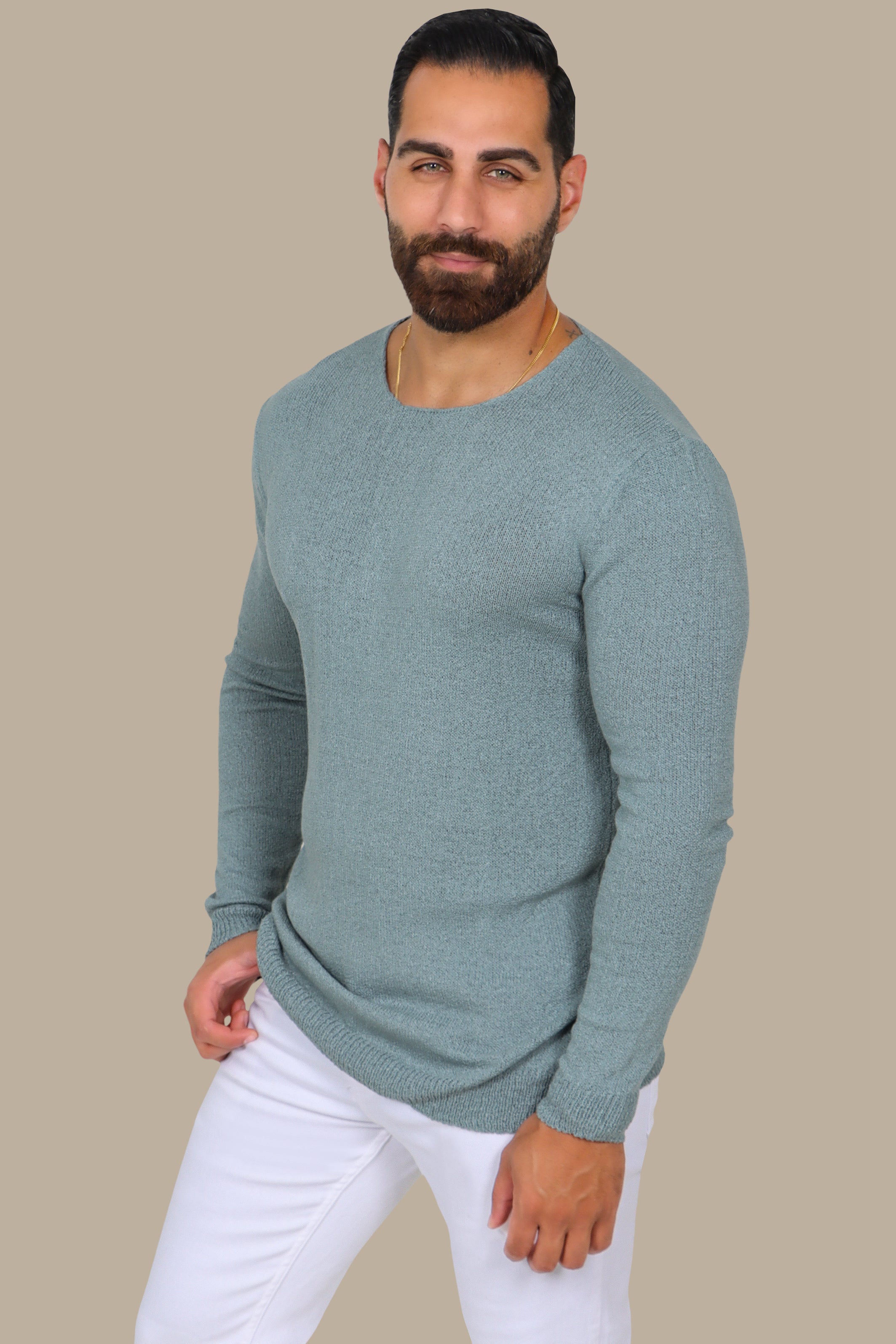 Classic Comfort: Pistache Mercerized Plain Sweater