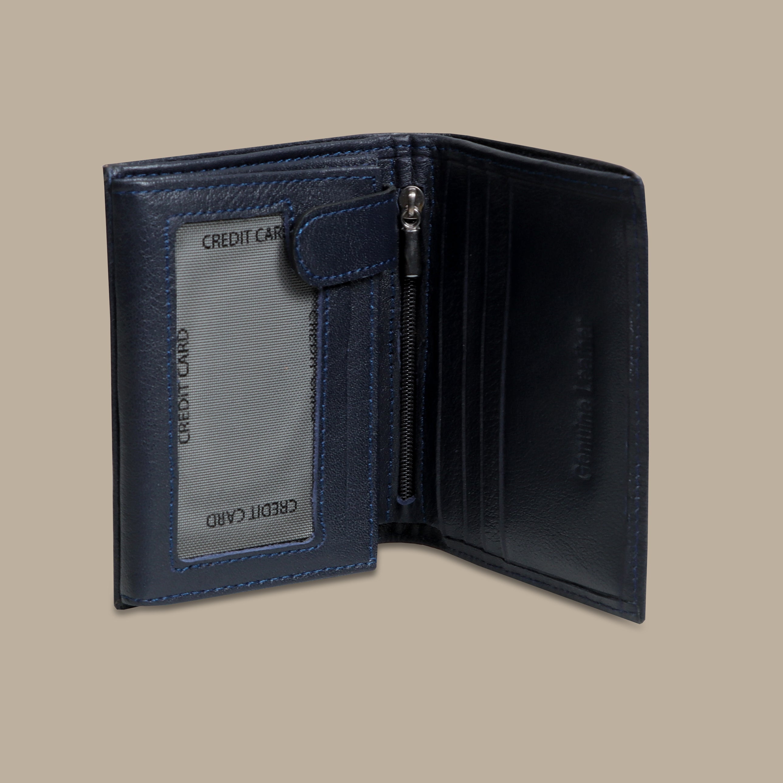 Navy Elegance: Capsule Wallet with Interior Flair