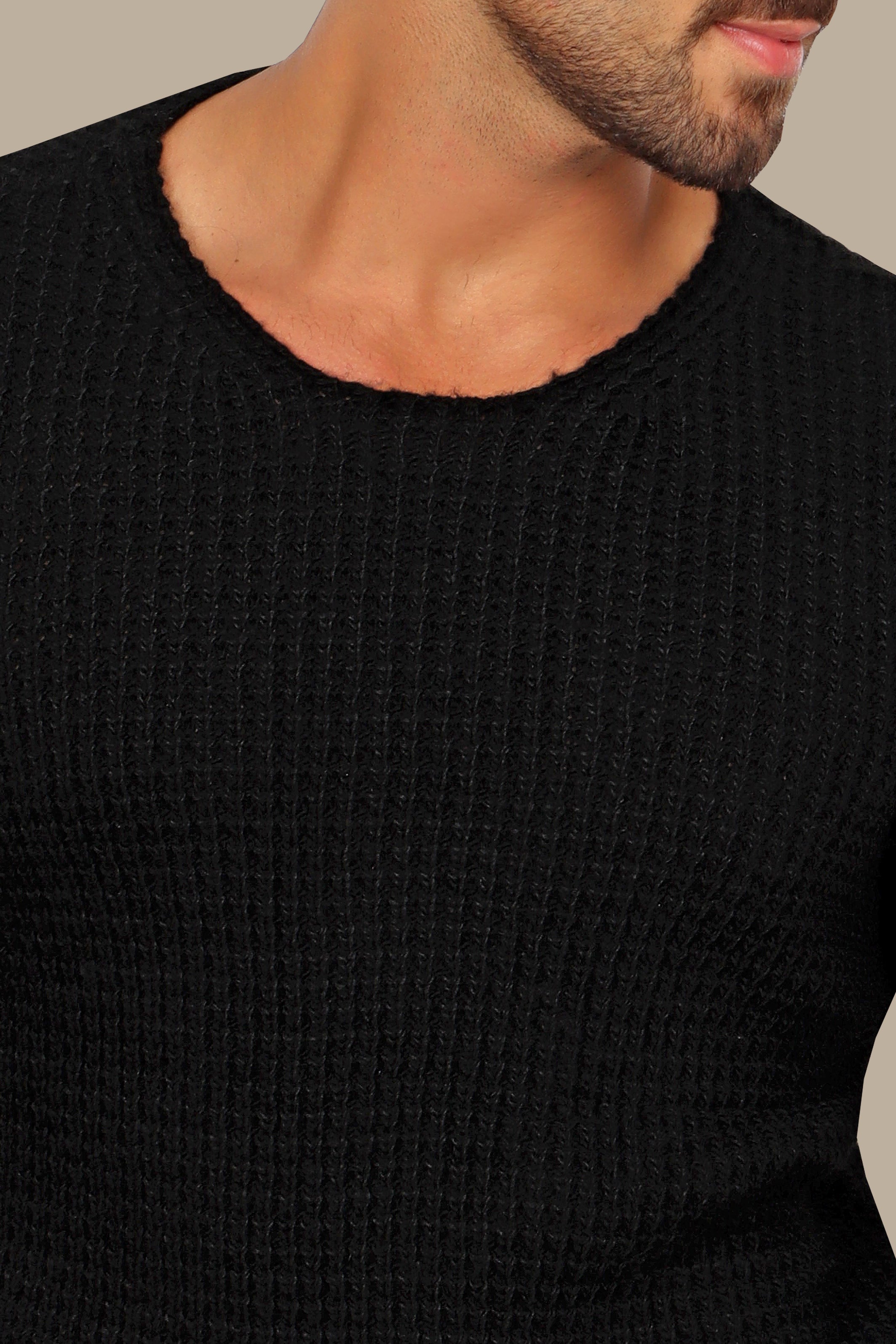 Black  Knitted Open Neck Sweater