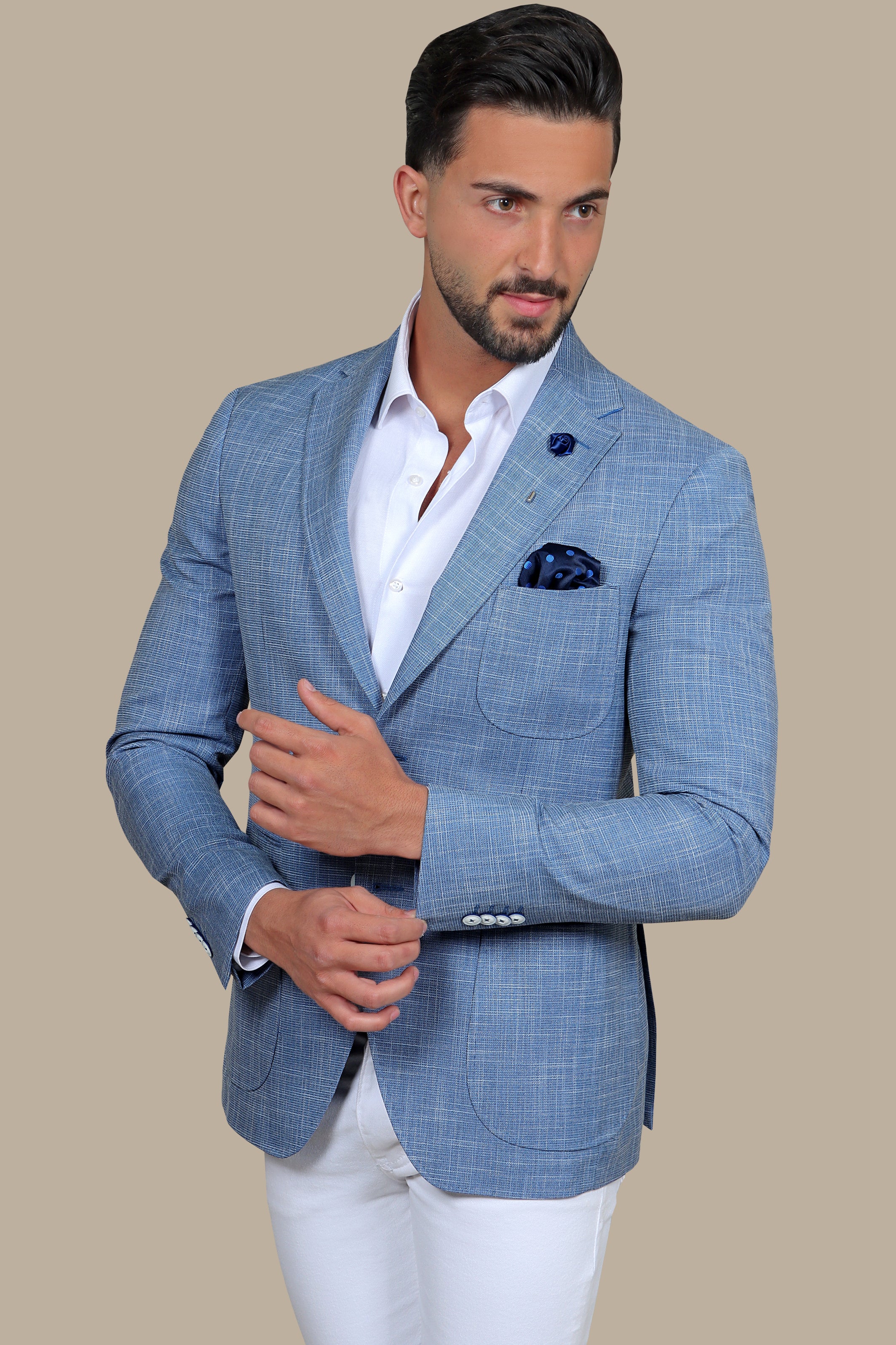 Petrol Slim Fit Blazer with Notch Lapel