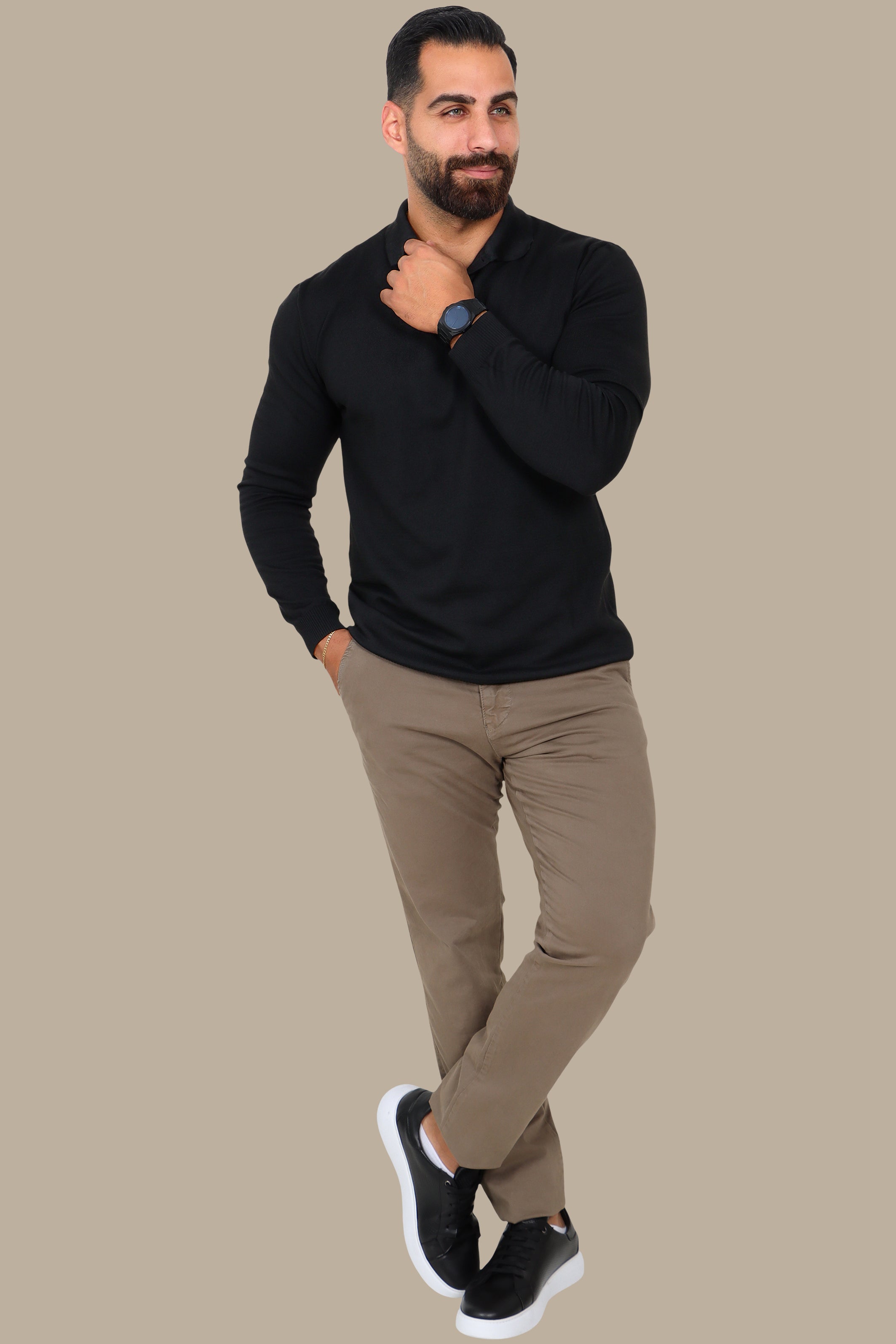Mercerized Polo Plain Black