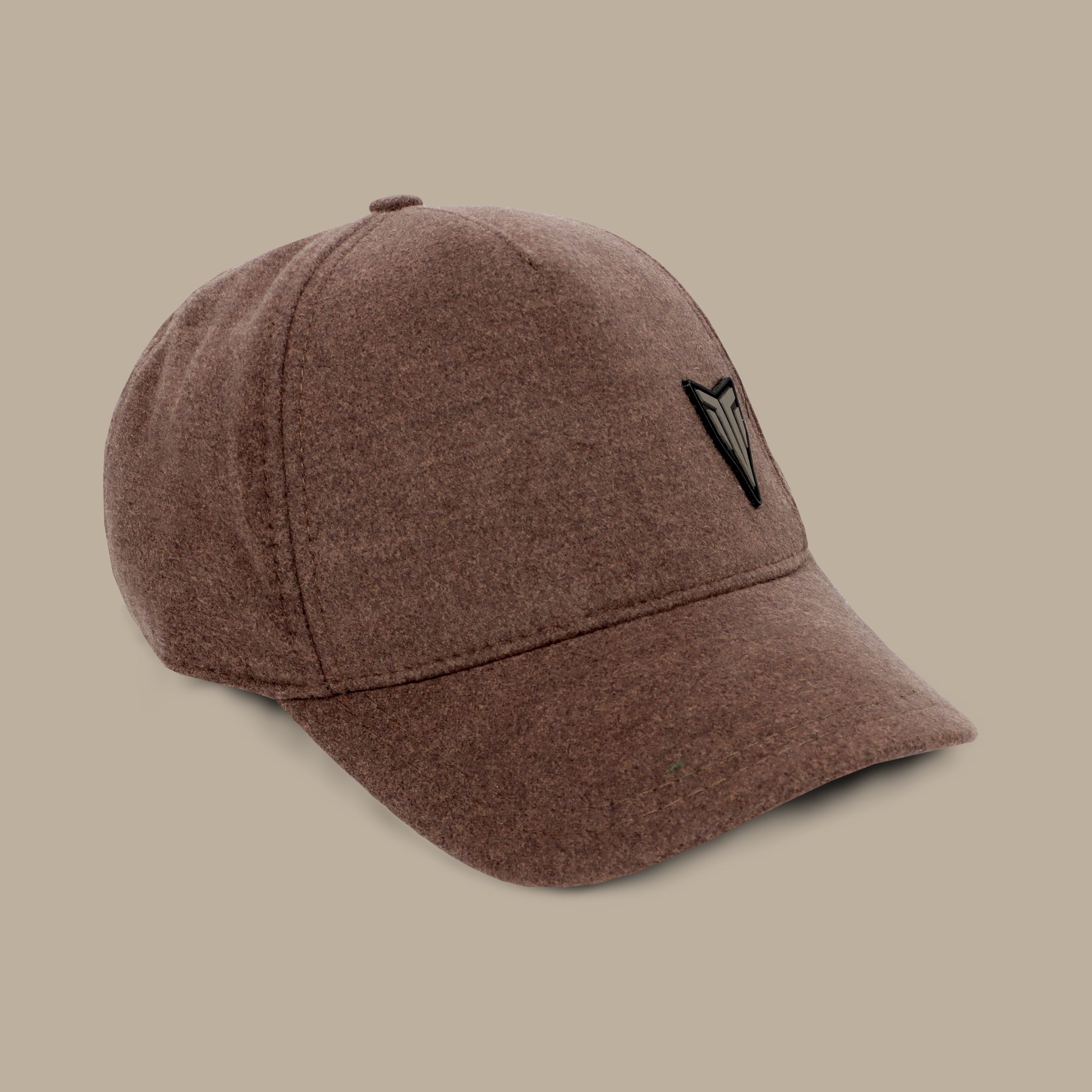 Light Brown Wool Cap: Patch Print Arrow