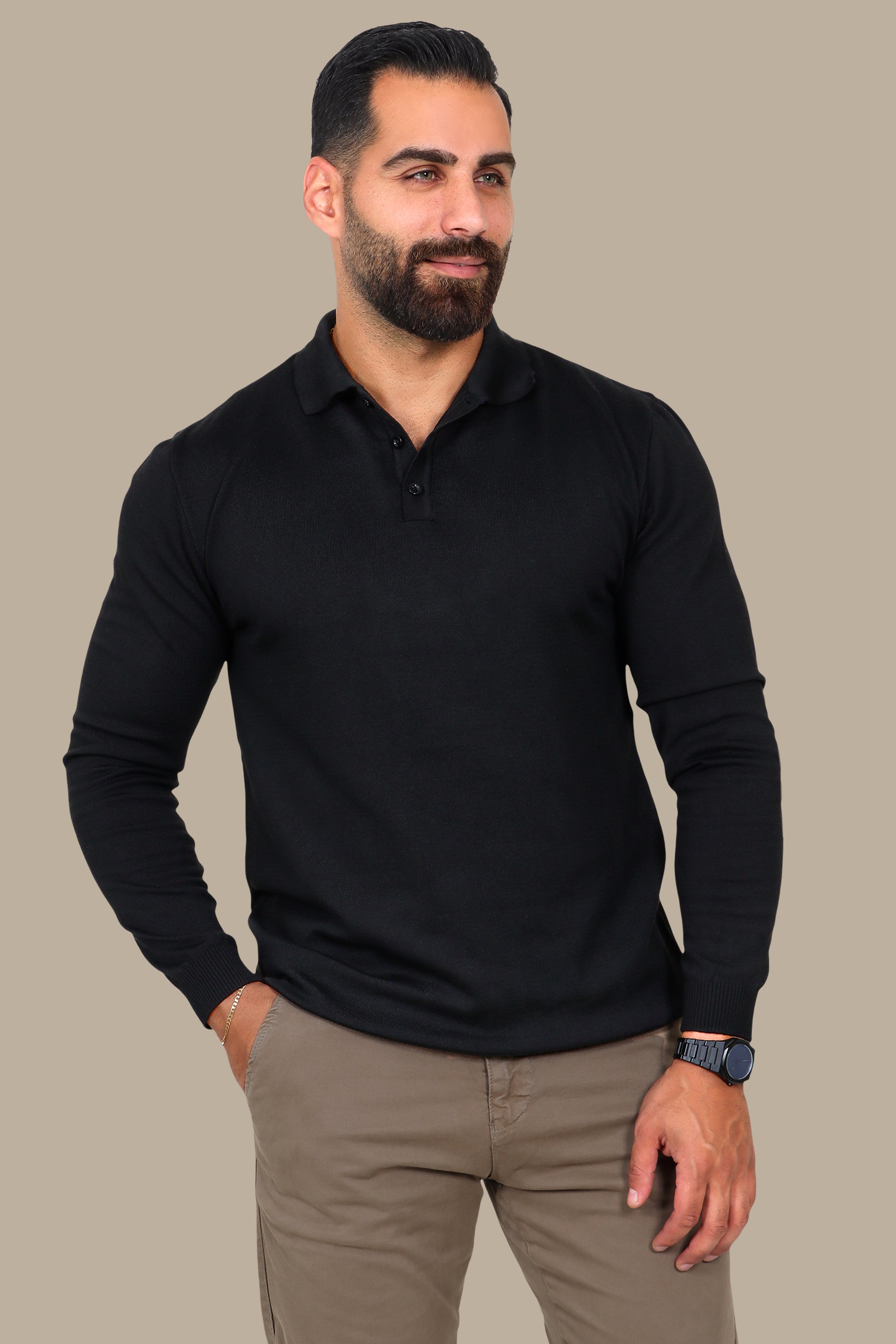 Mercerized Polo Plain Black