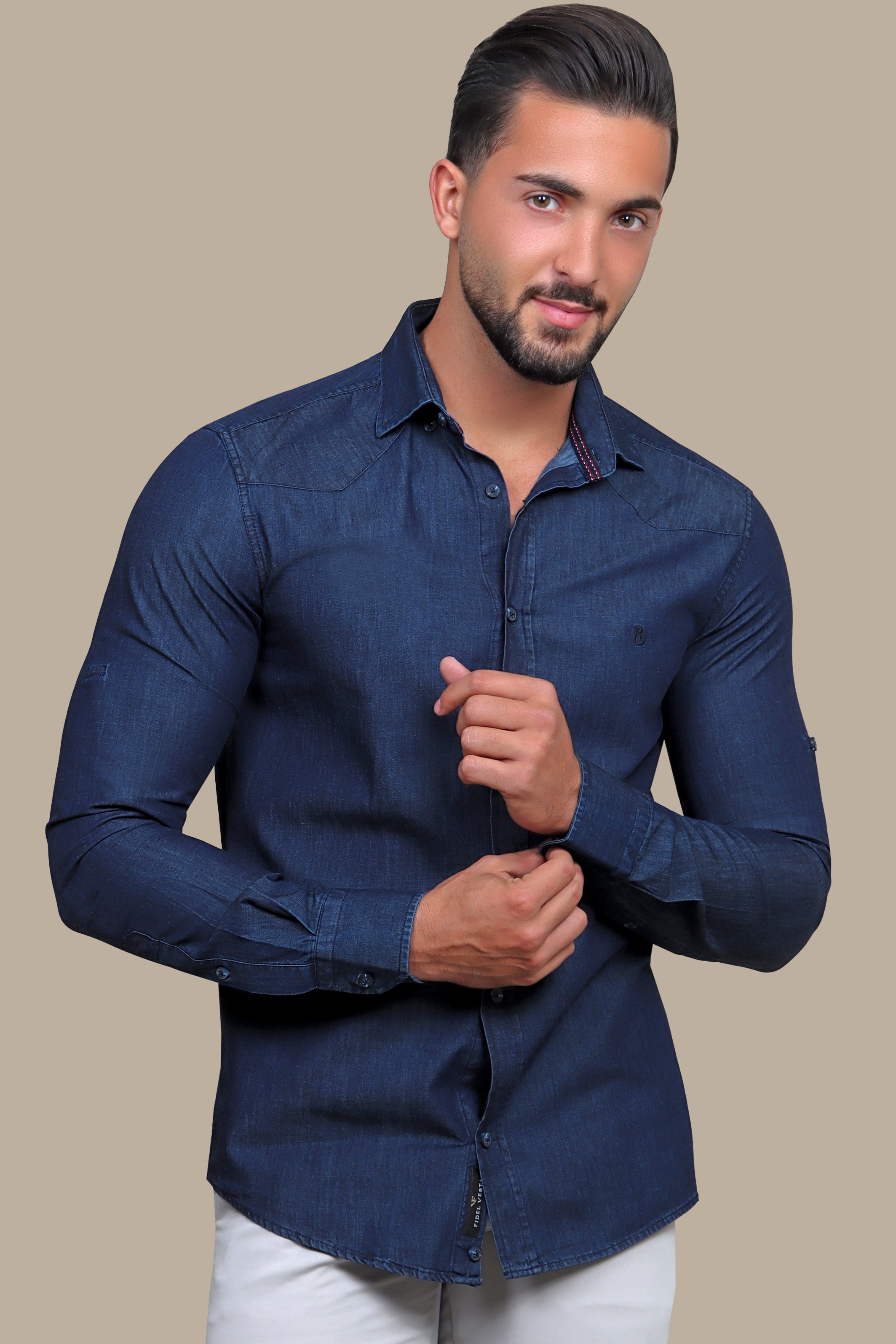 Shirt Denim Inside Print | Dark Blue