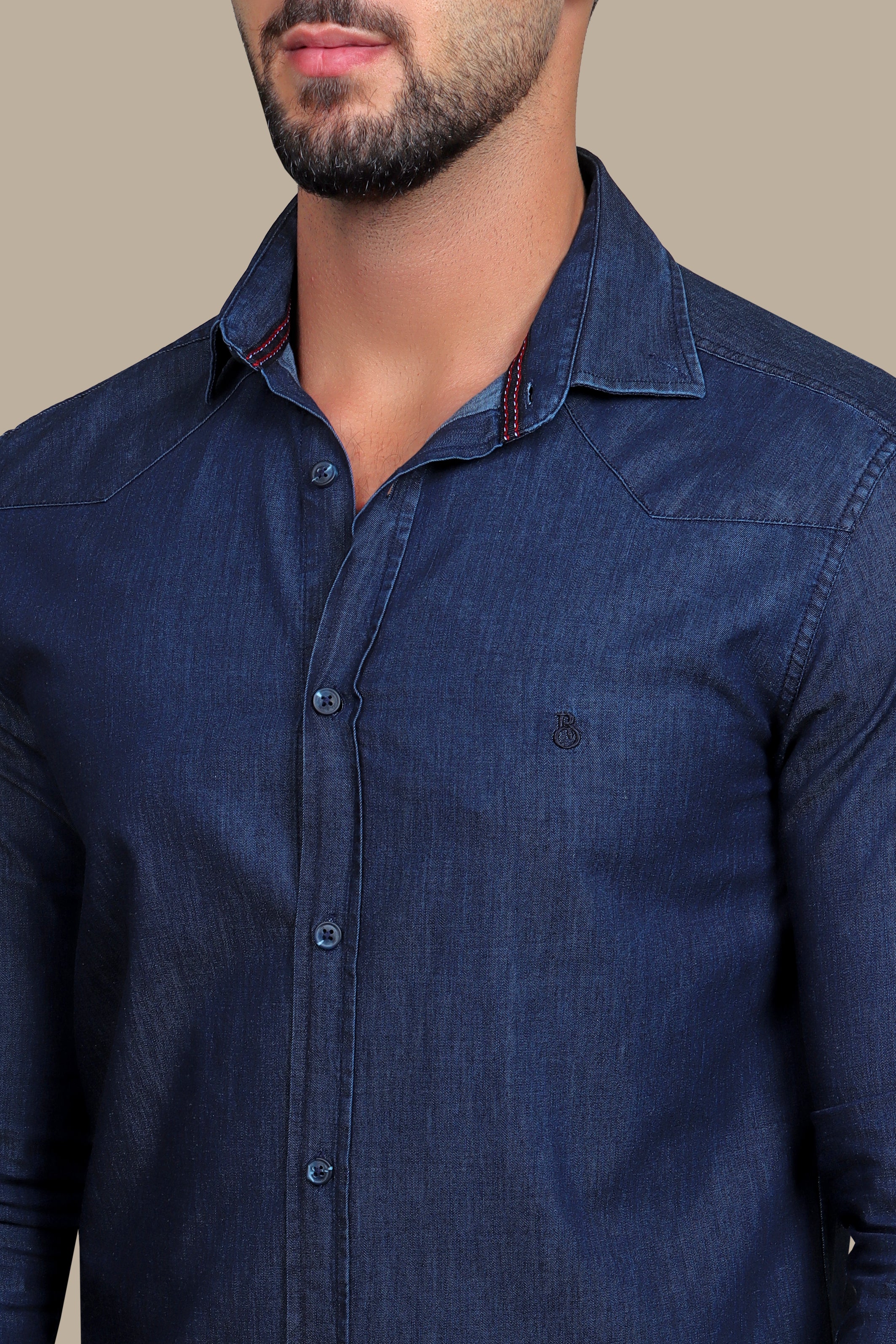 Shirt Denim Inside Print | Dark Blue