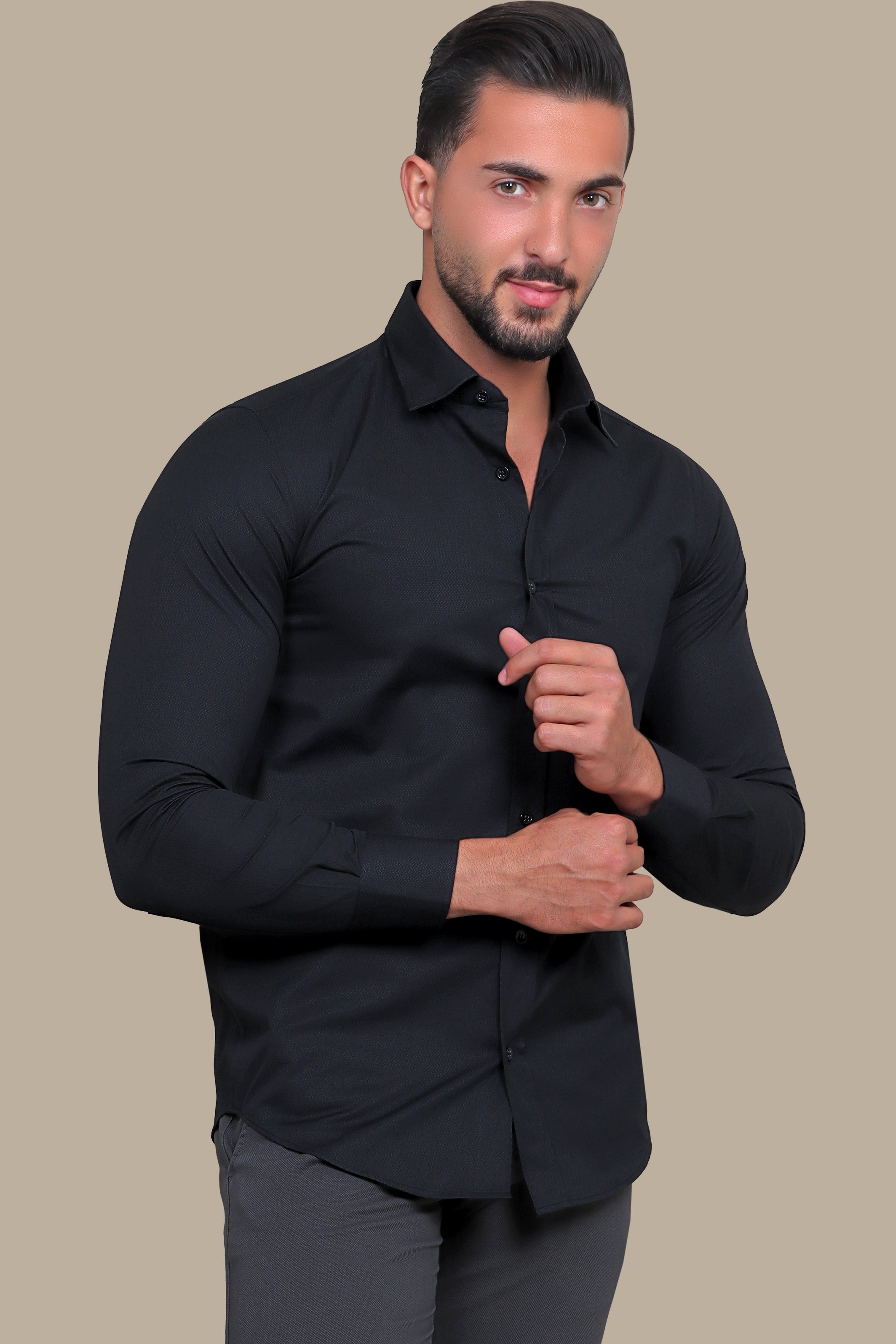 Midnight Elegance: Timeless Black Shirt