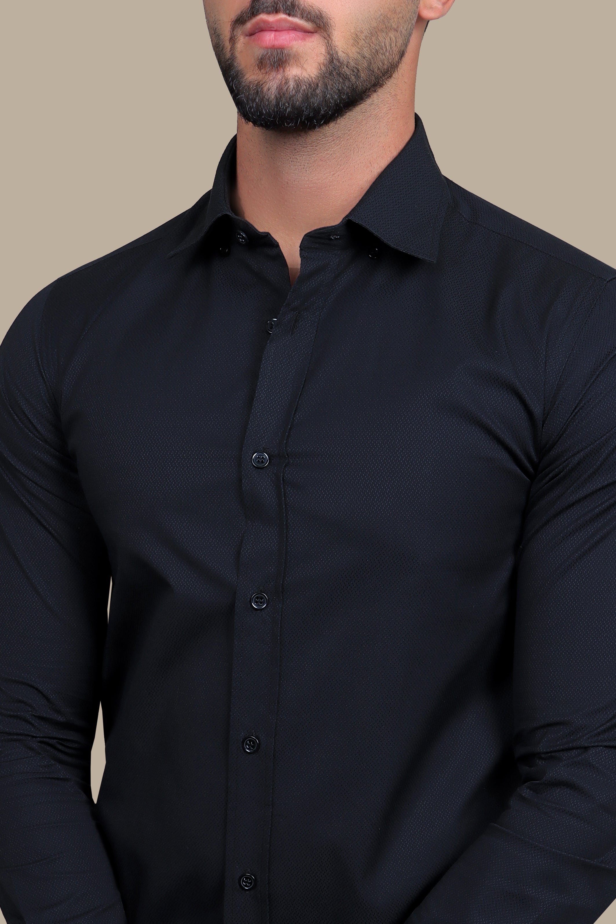 Midnight Elegance: Timeless Black Shirt