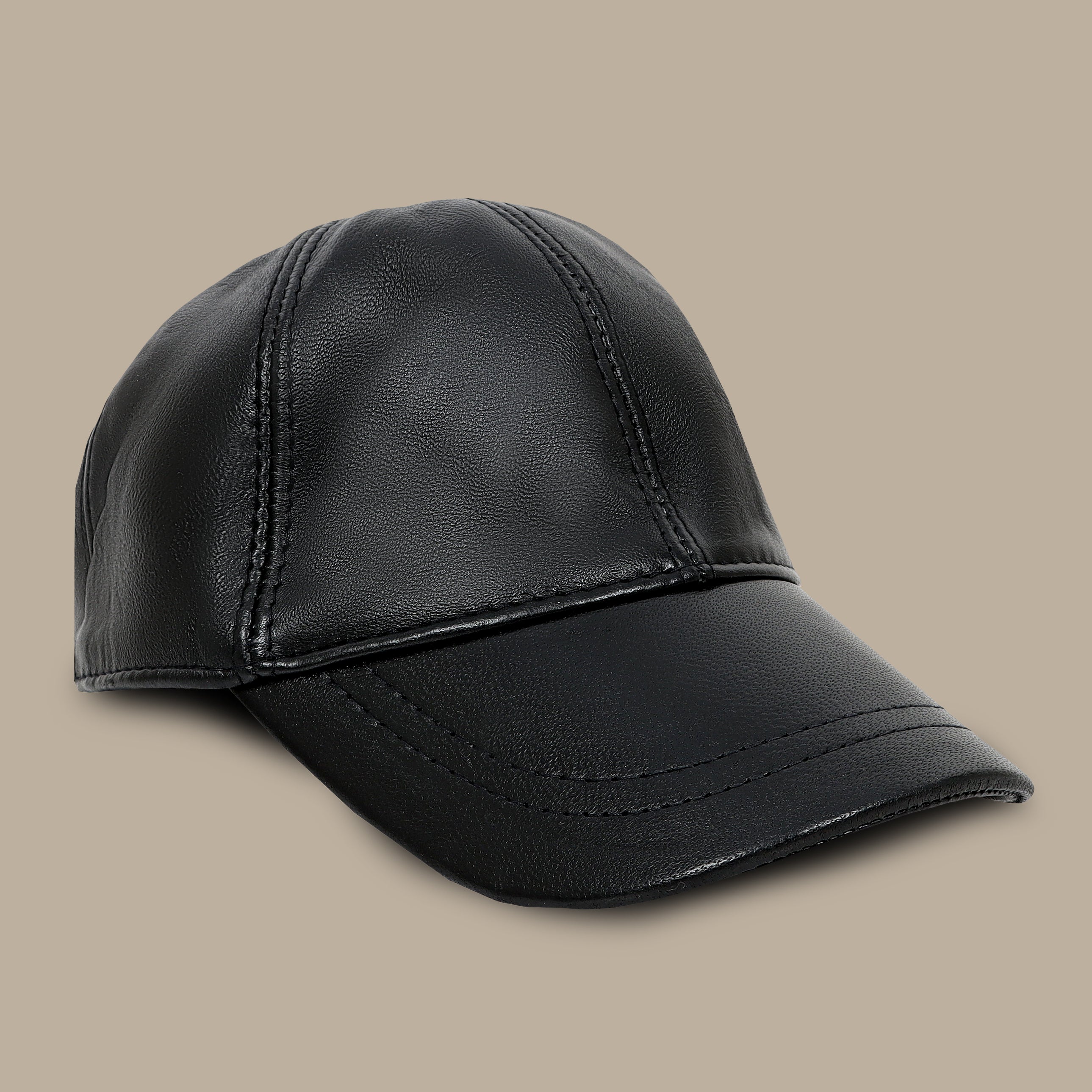 Black Full Leather Cap