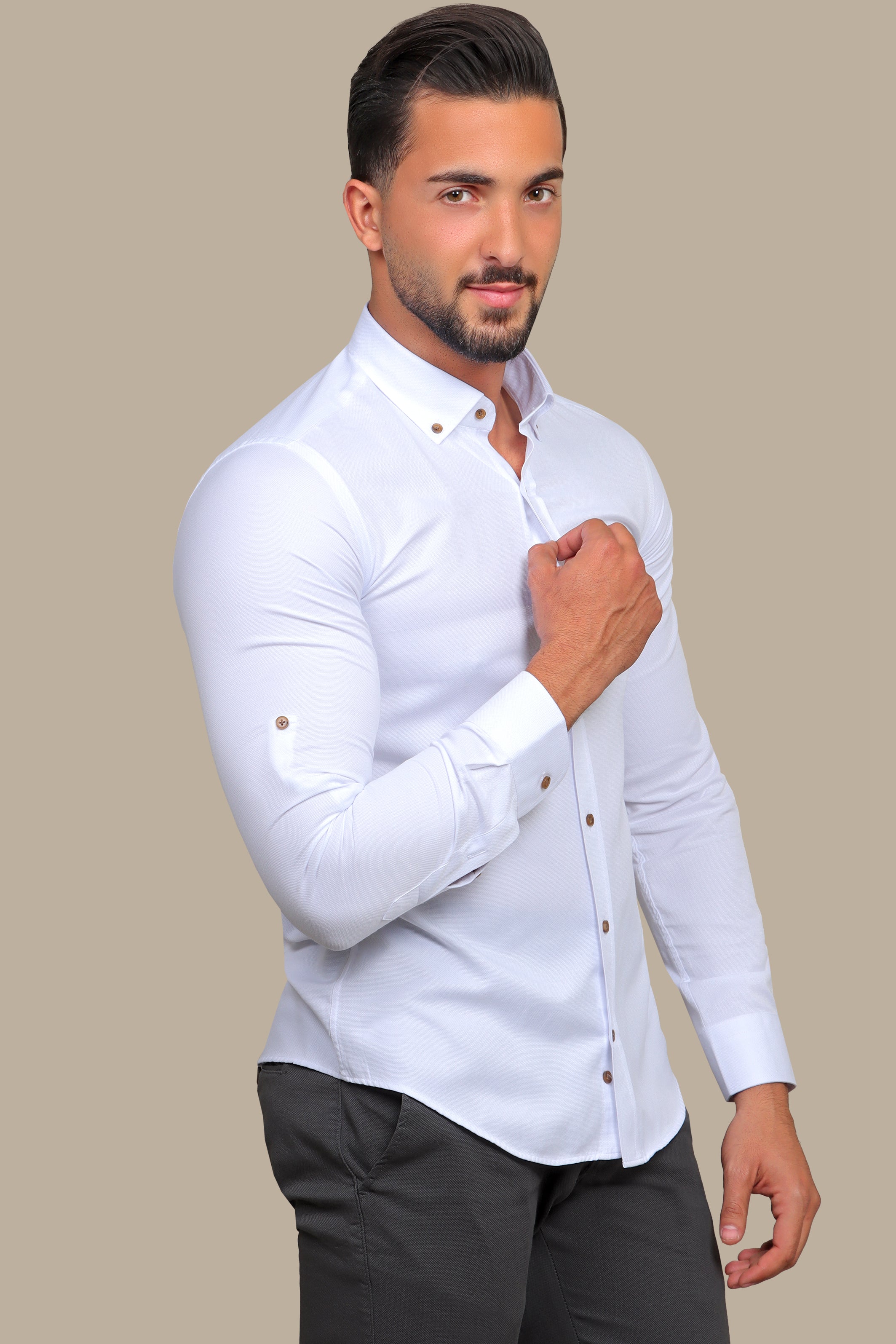 Classic Charm: White Oxford Casual Shirt