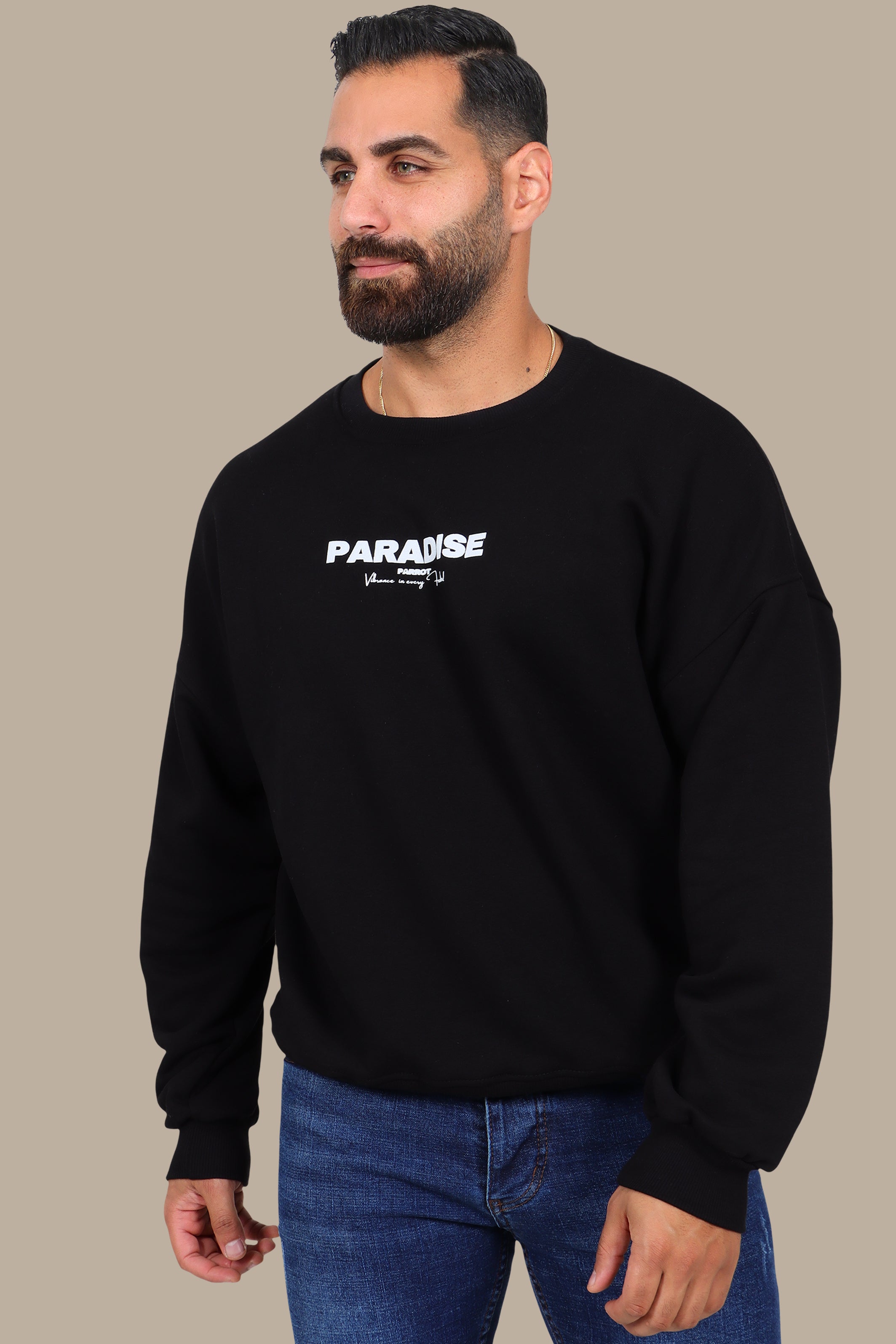 Paradise Parrot Black Sweatshirt