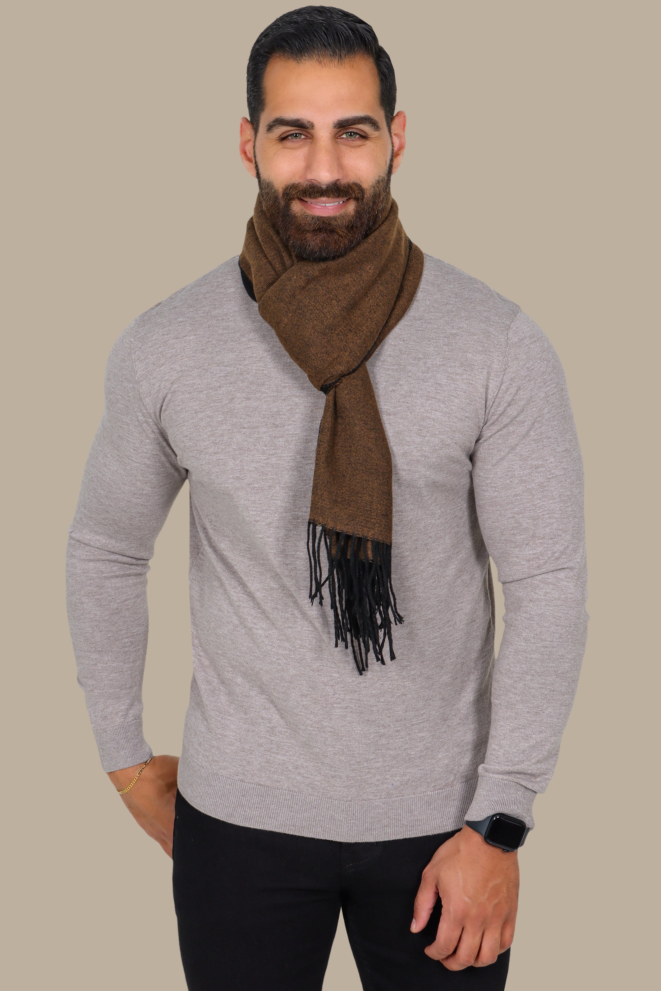 Beige Basic Round Neck Sweater