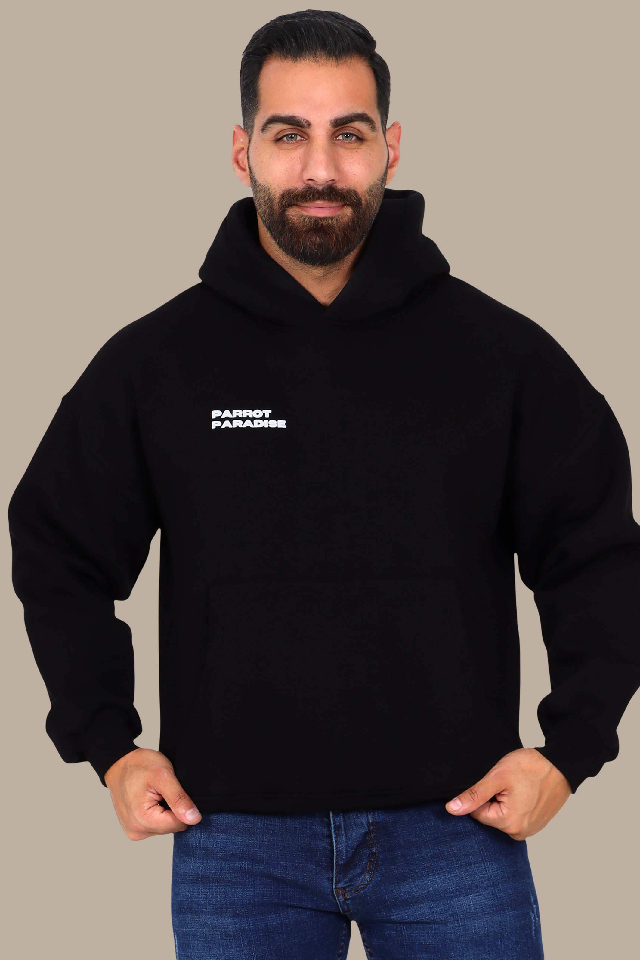 Black Parrot Paradise Graphic Hoodie