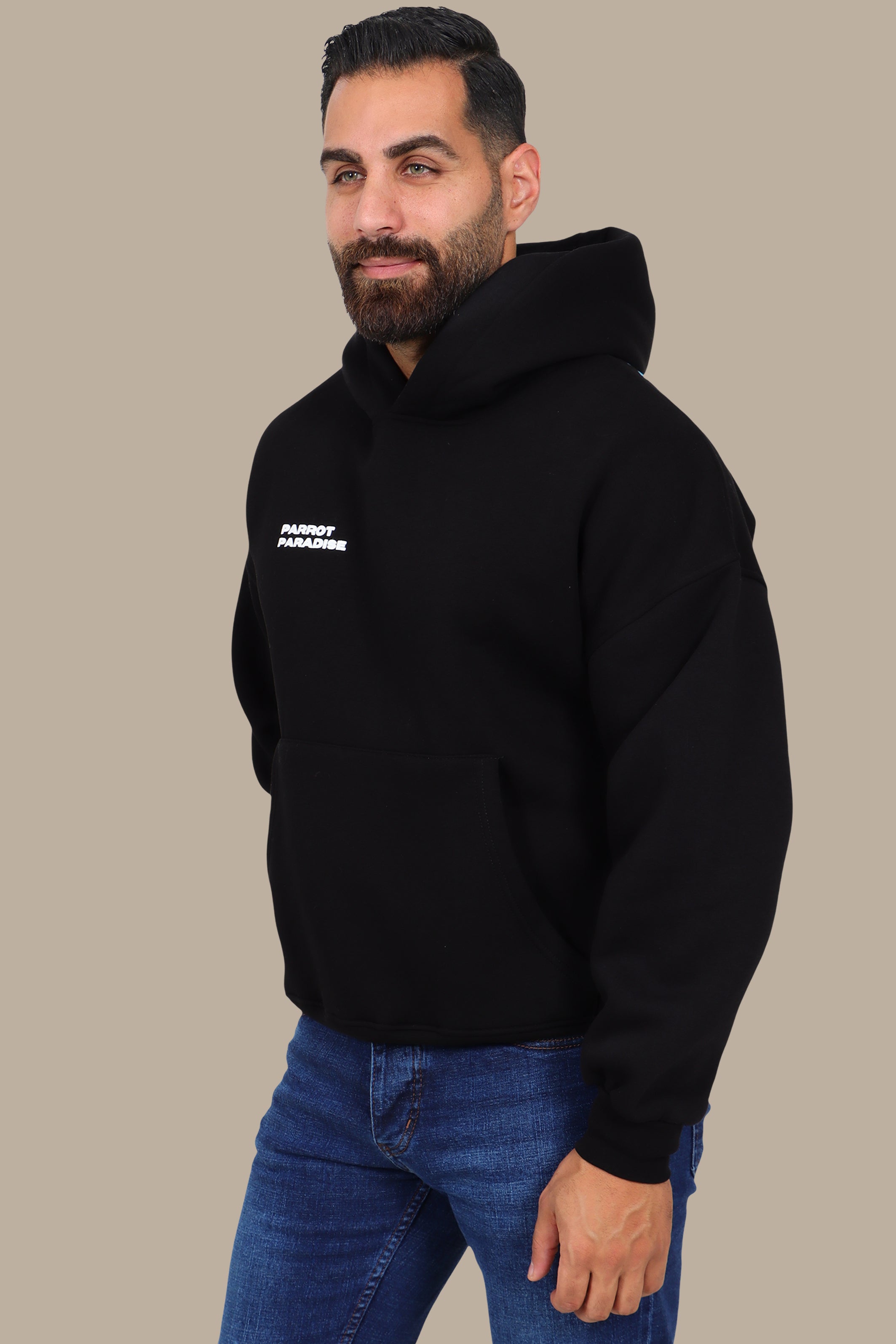 Black Parrot Paradise Graphic Hoodie