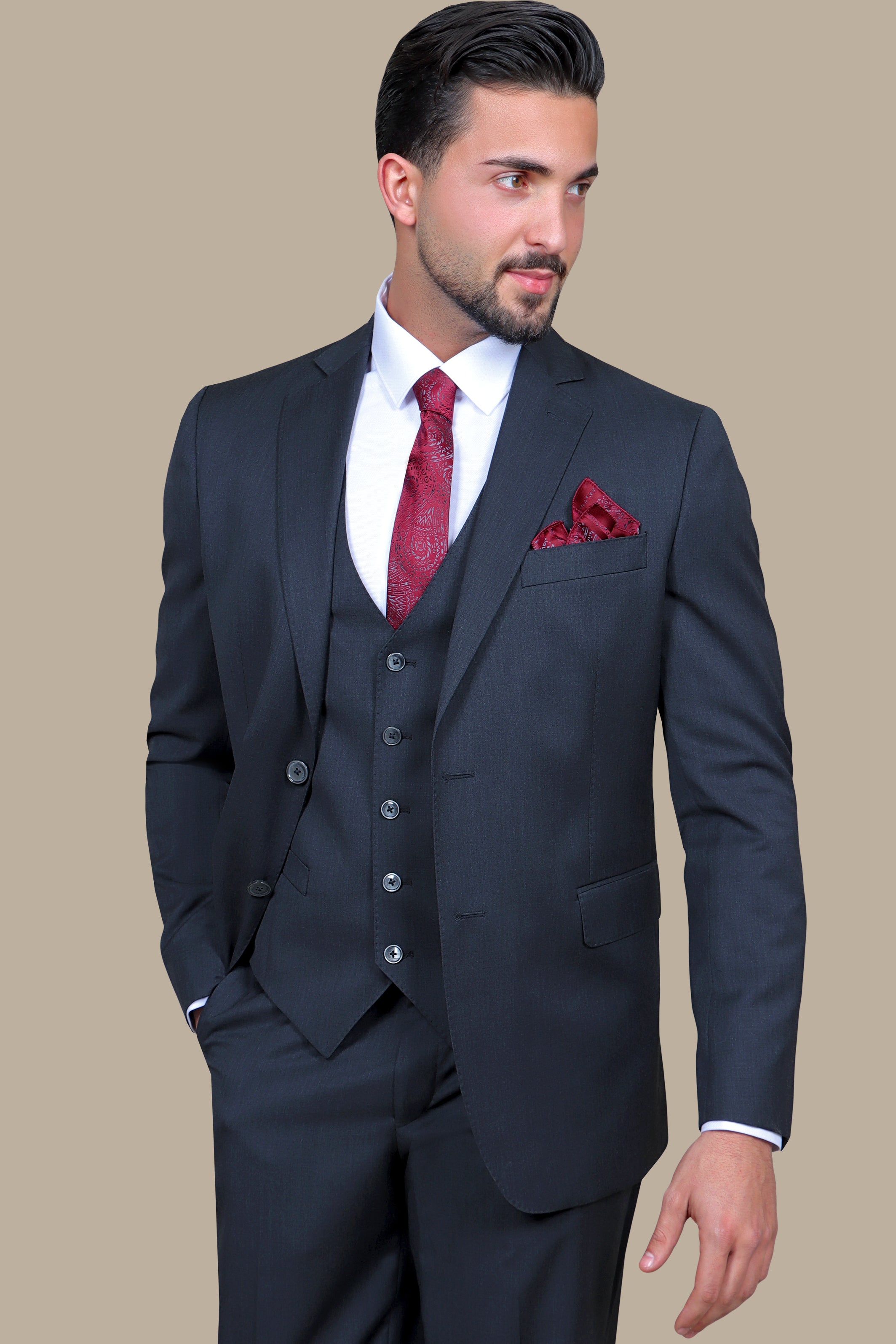 Suit Wool 3 PCs Regular | Dark Gray