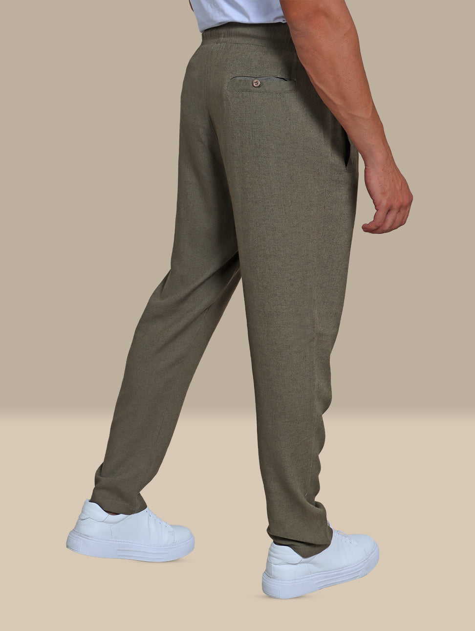 Pant Linen Elastic Waist | Khaki