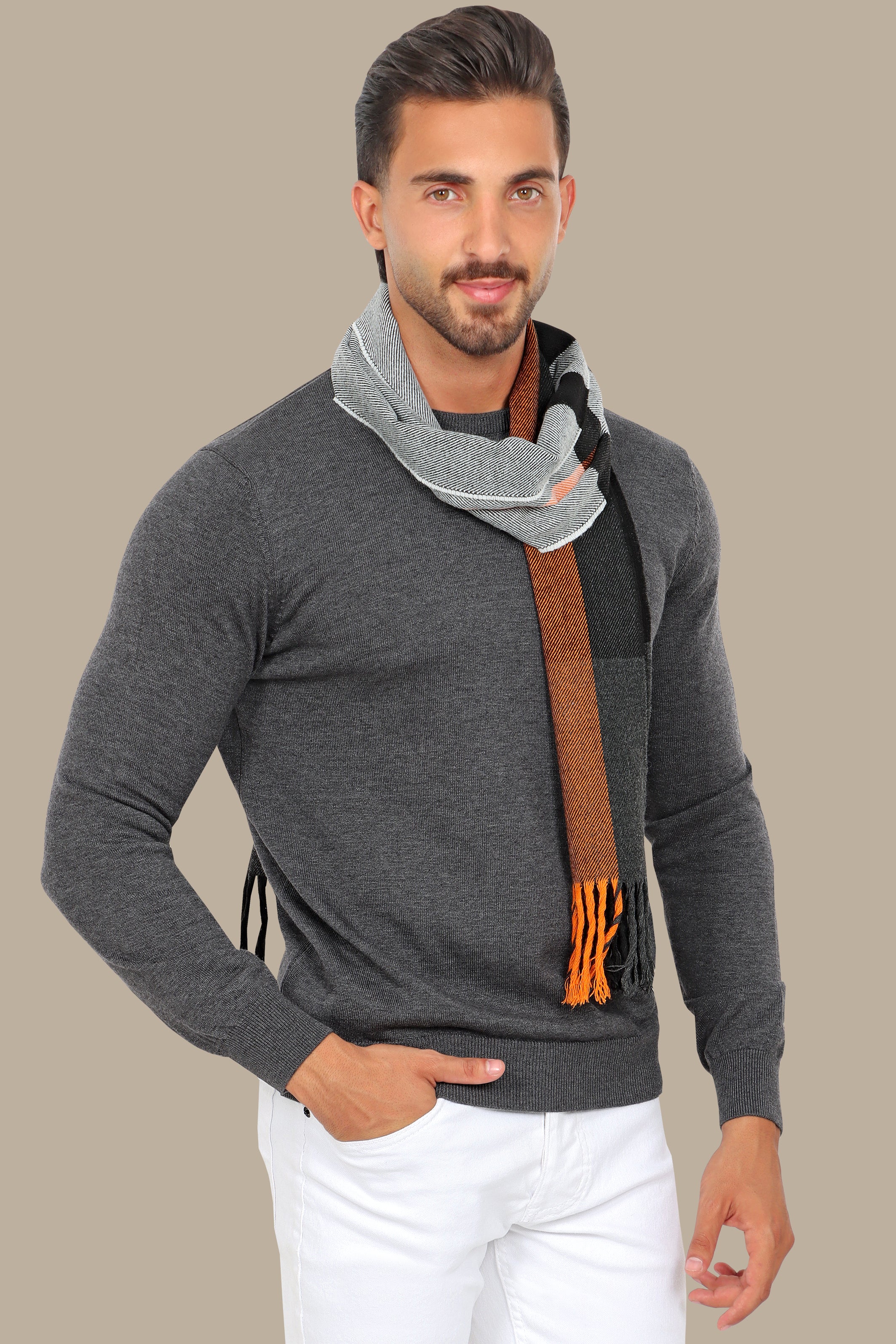 Dark Grey R-Neck Basic  Sweater