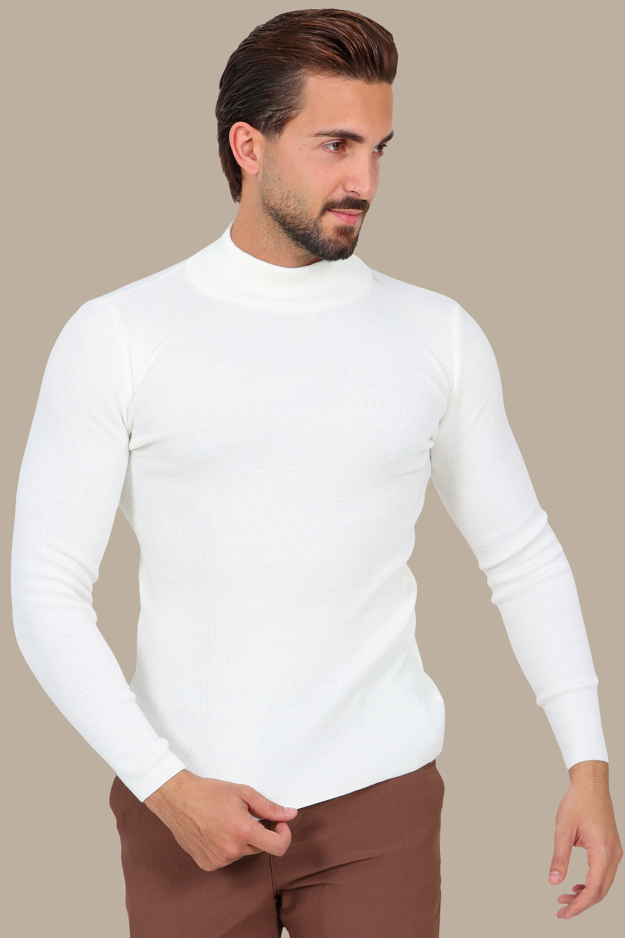 White High Neck Sweater