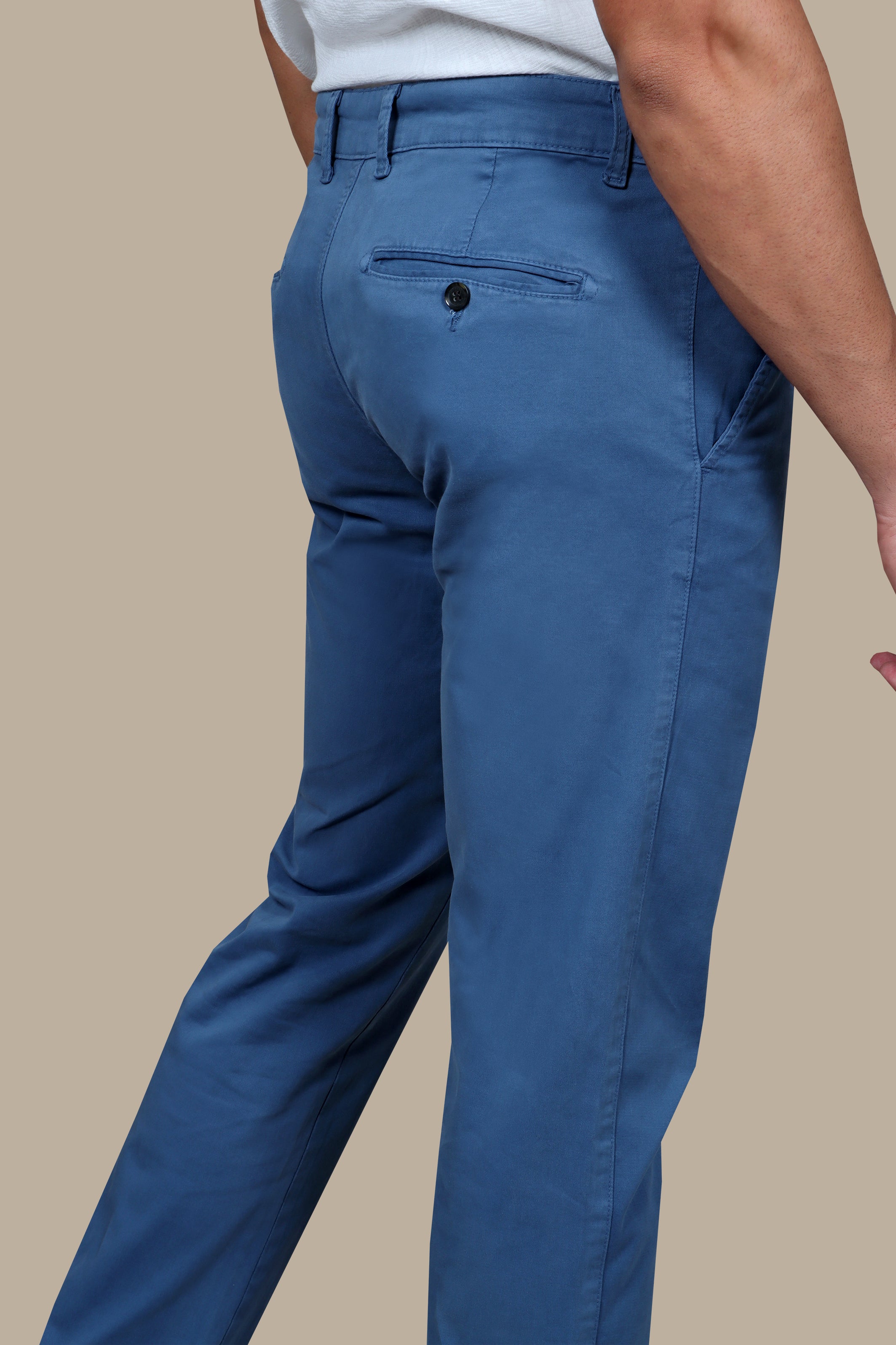 Classic Cool: Blue Chino Regular Fit Trousers