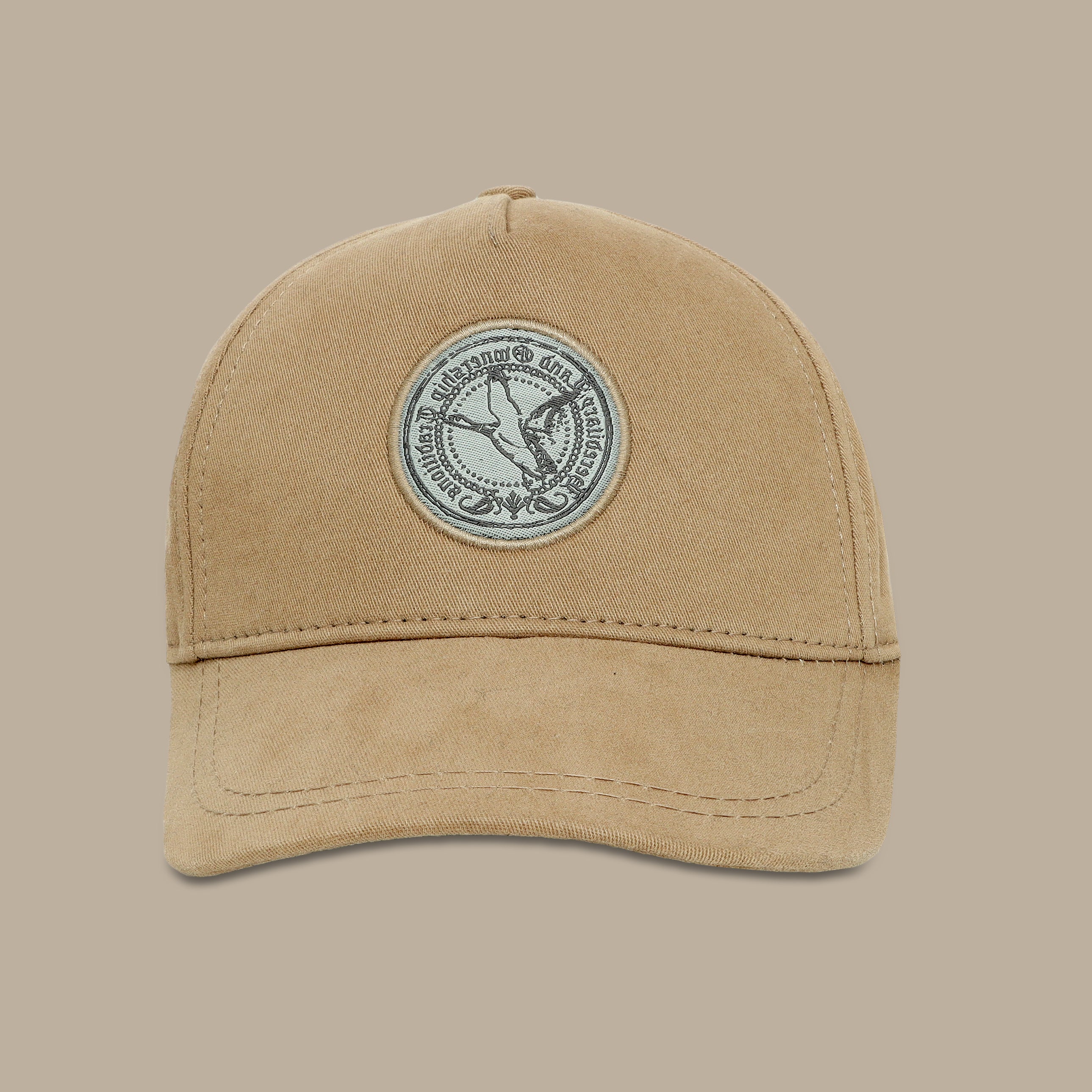 Beige Wool Cap: Patch Print Arrow