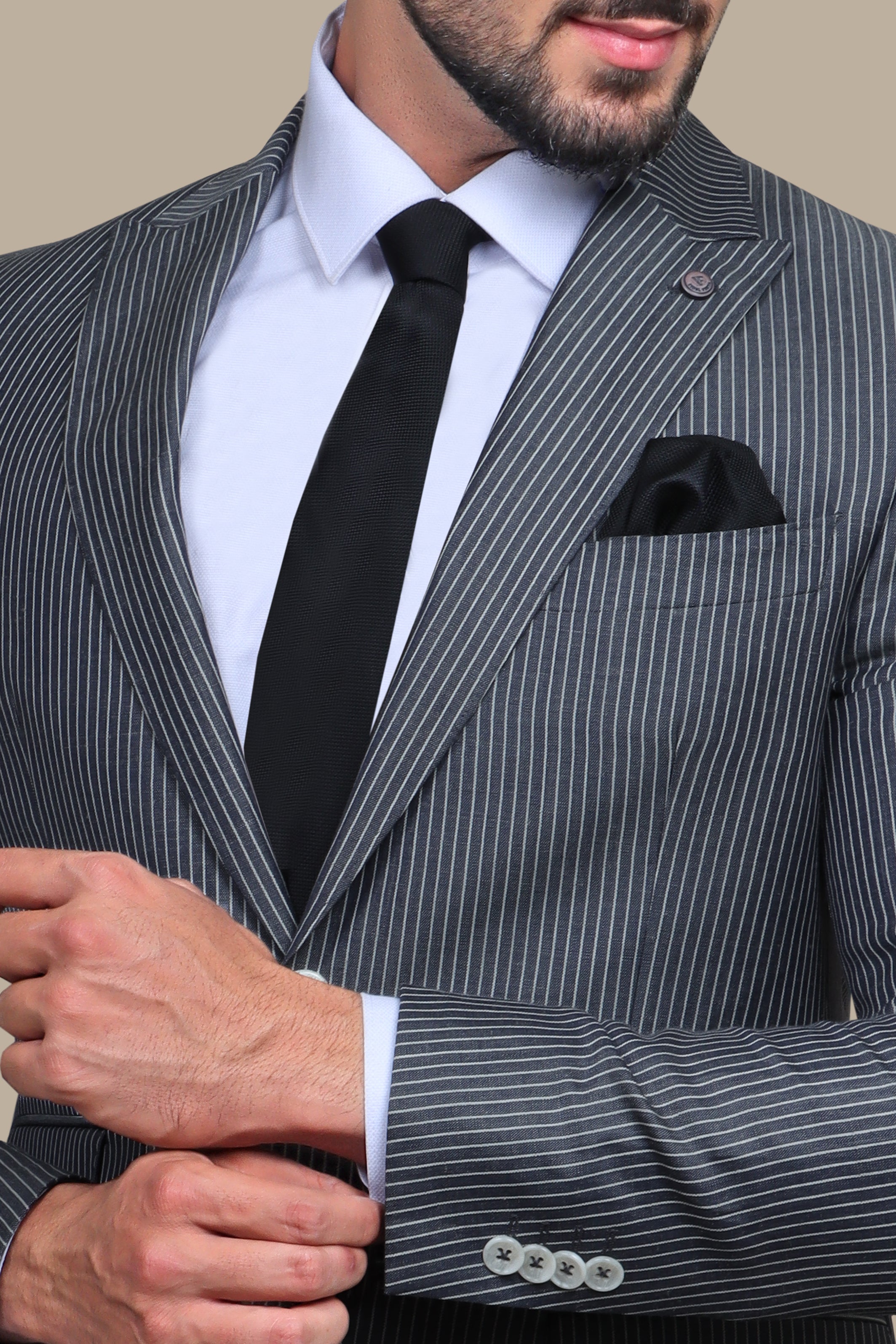 Grey Wool Stripe Suit