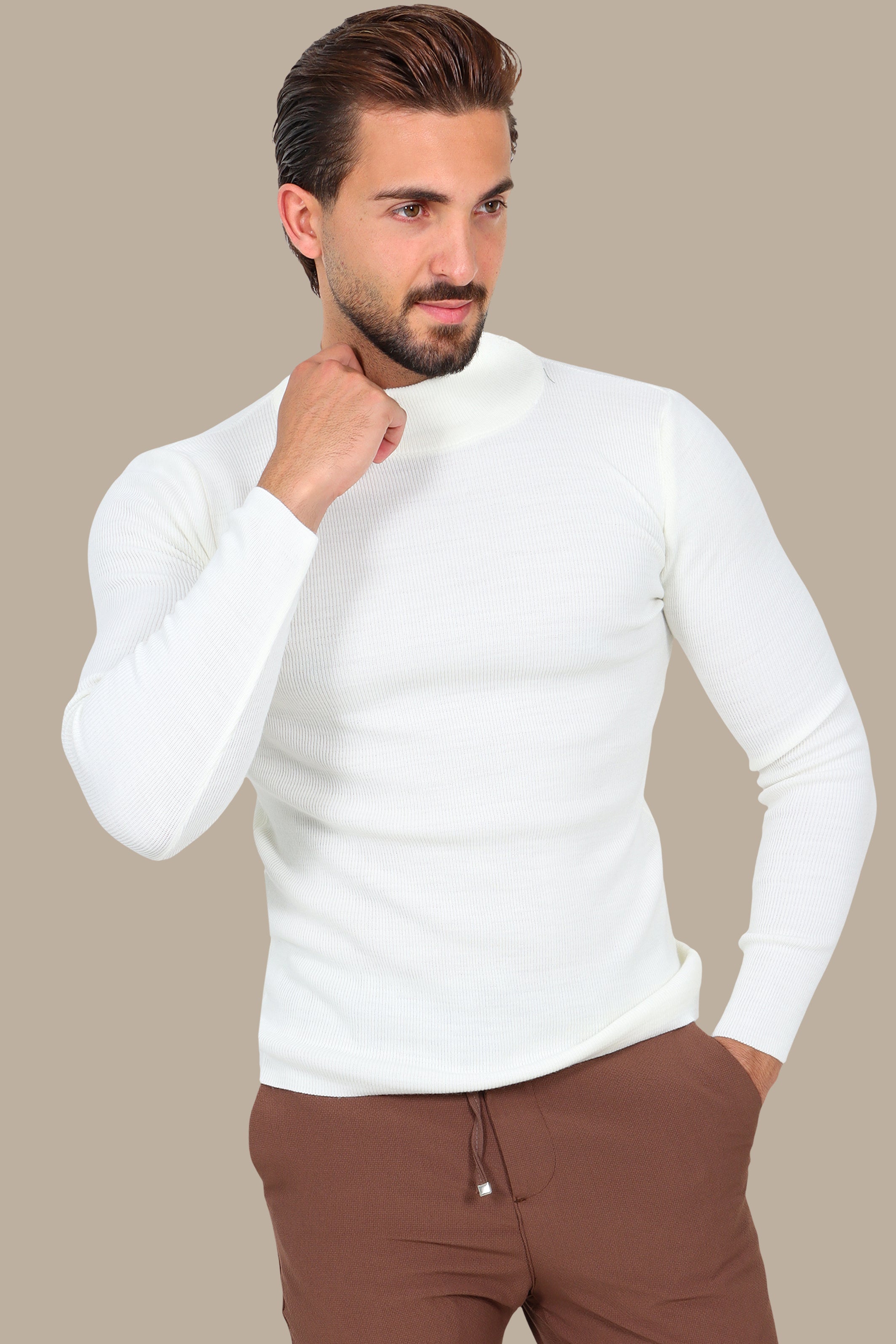 White High Neck Sweater