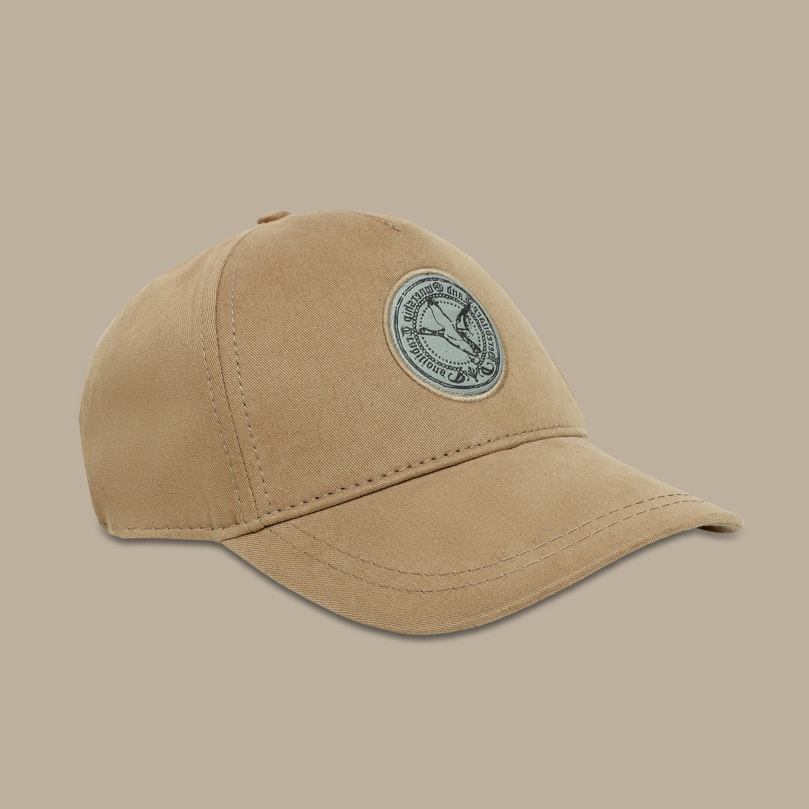 Beige Wool Cap: Patch Print Arrow