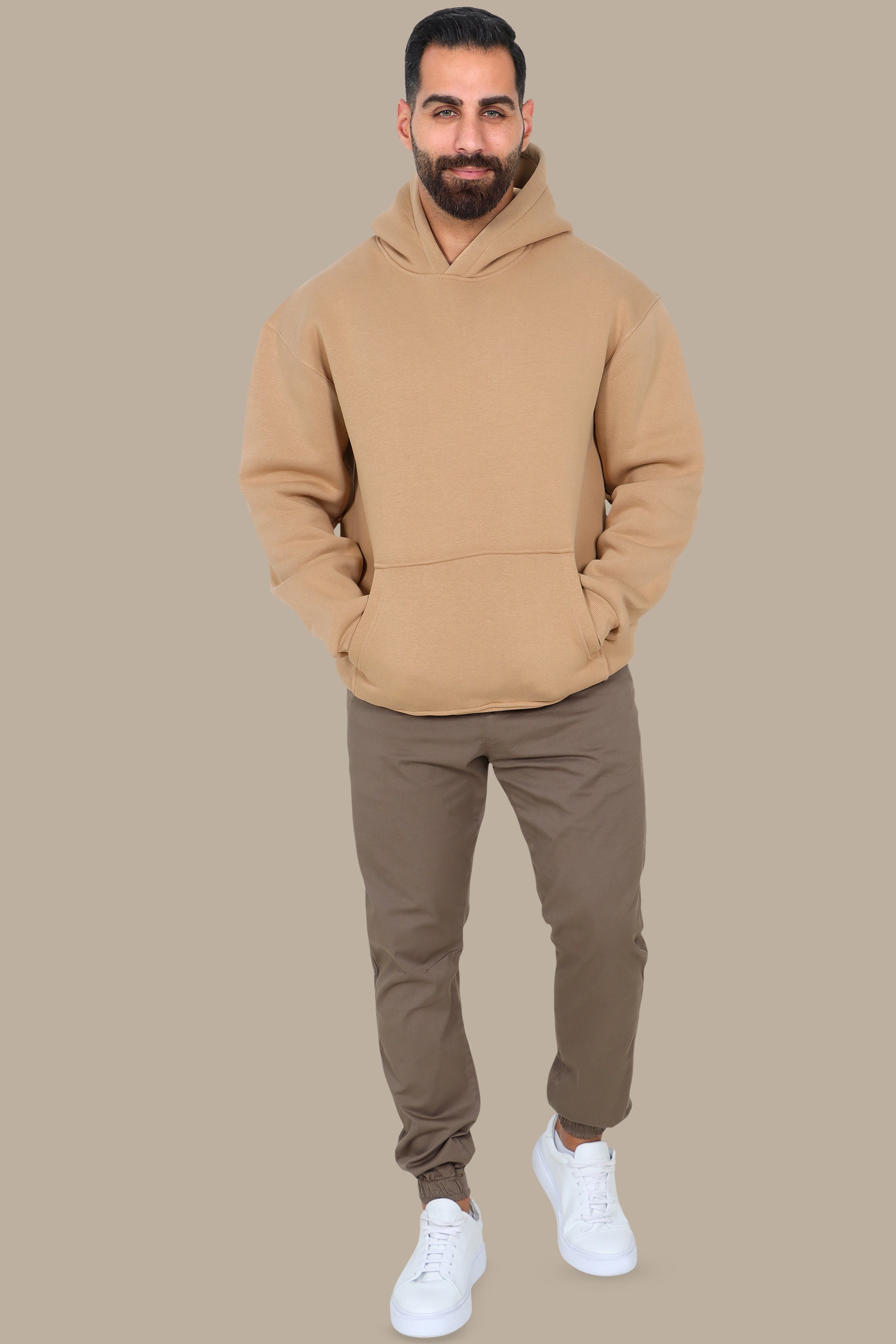 Oversized Basic Hoodie Havane