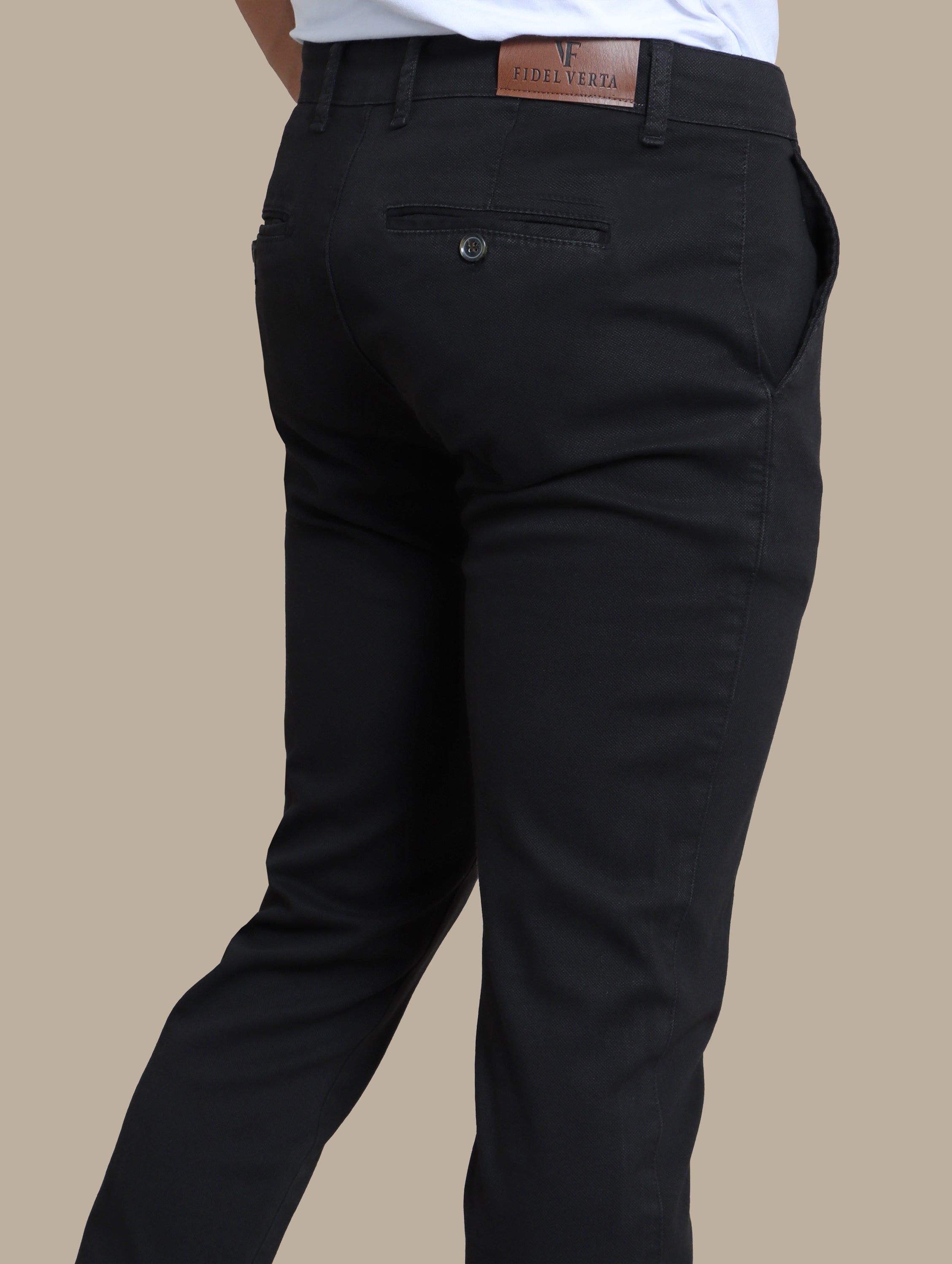 Midnight Sophistication: Black Oxford Slim Fit Chinos