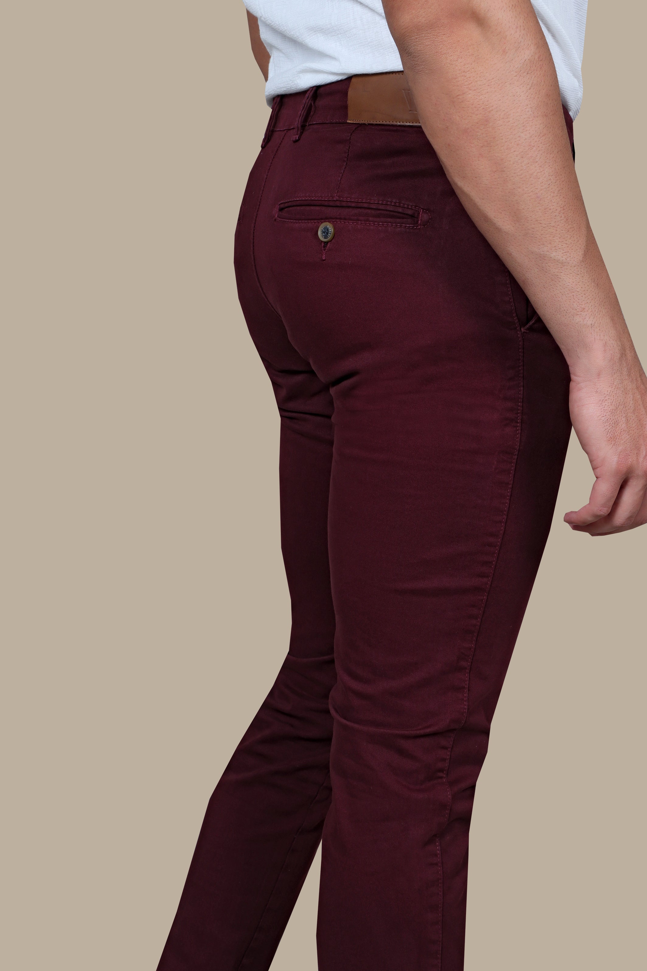 Burgundy Bliss: Slim Fit Chino Trousers