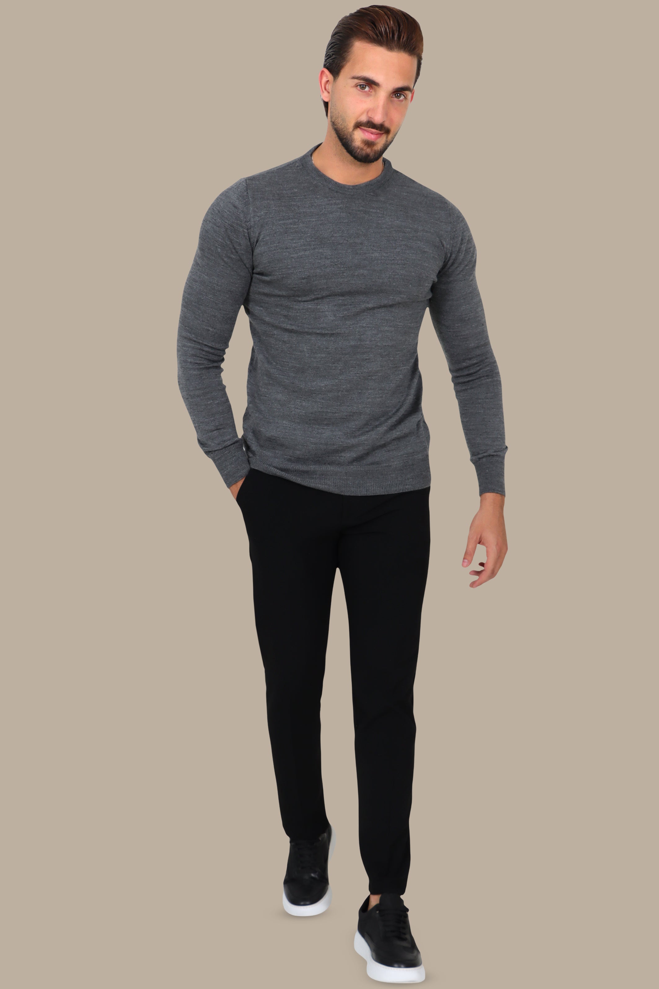 Grey Round Neck Sweater