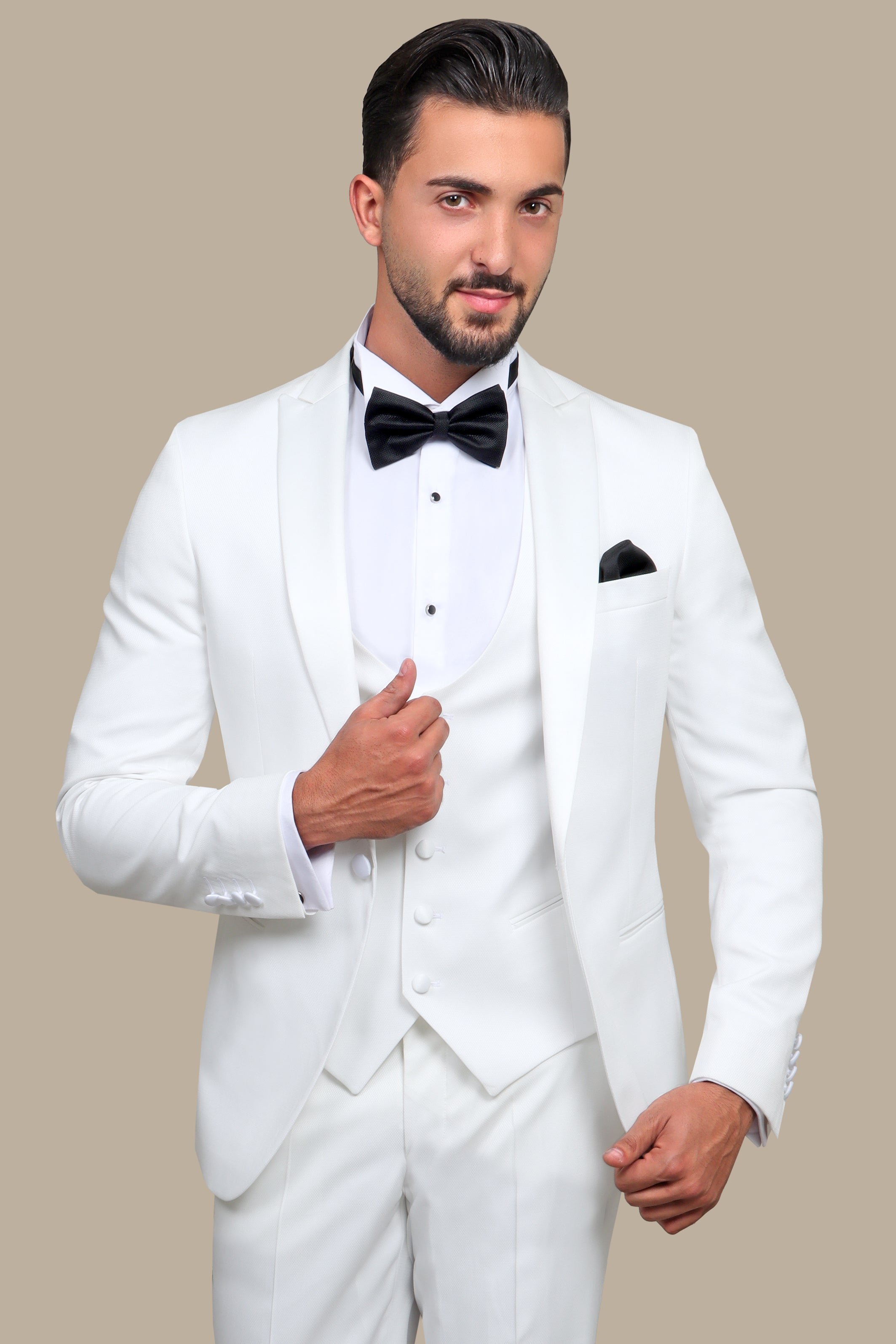 White Peak Pique 3-Piece Tuxedo