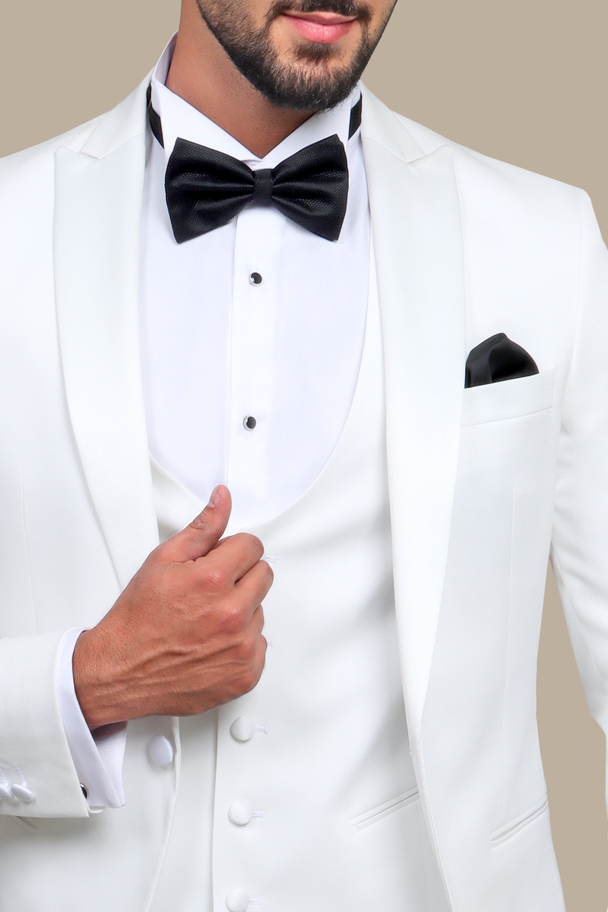 White Peak Pique 3-Piece Tuxedo