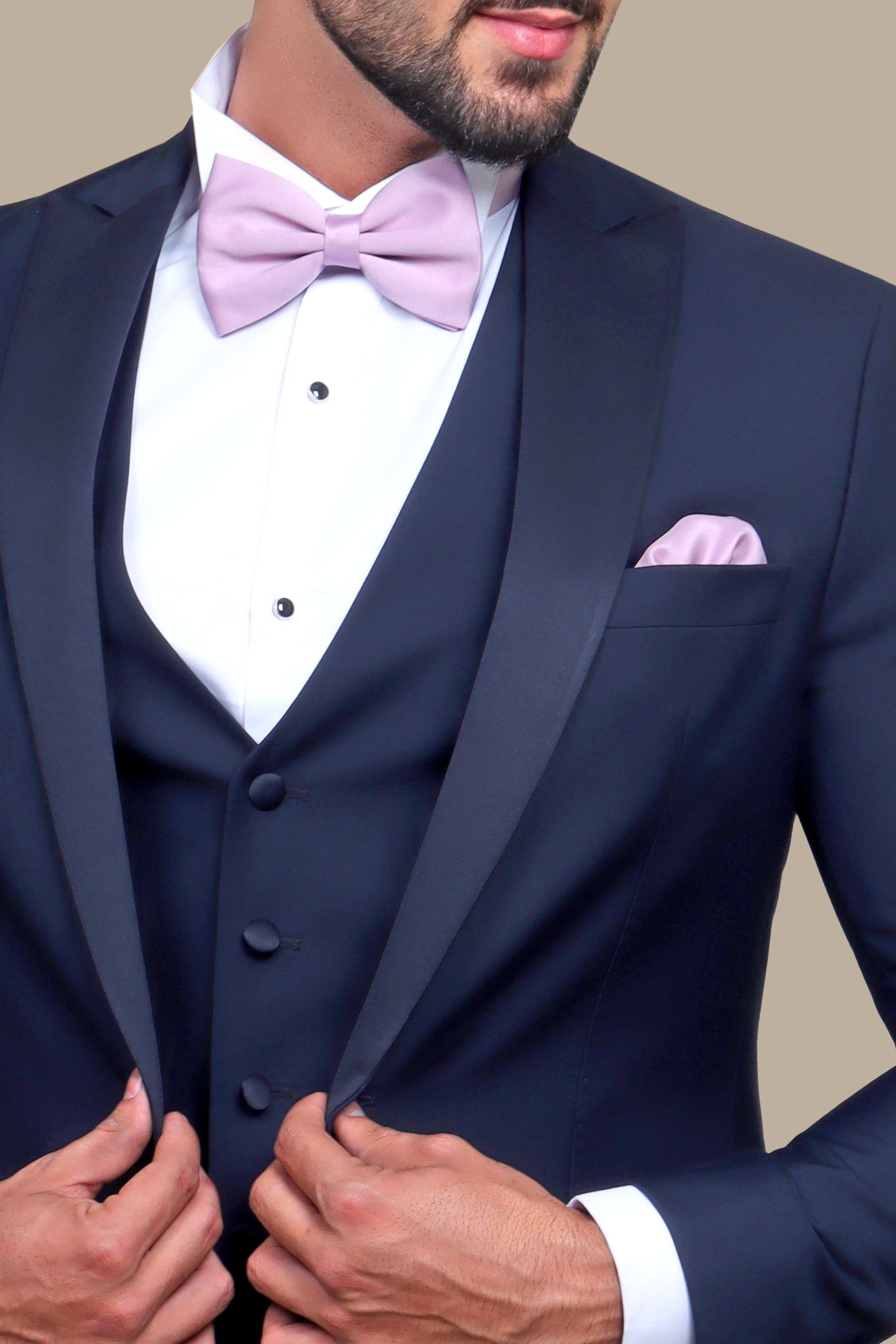 Navy 3-Piece Plain Peak Lapel Tuxedo