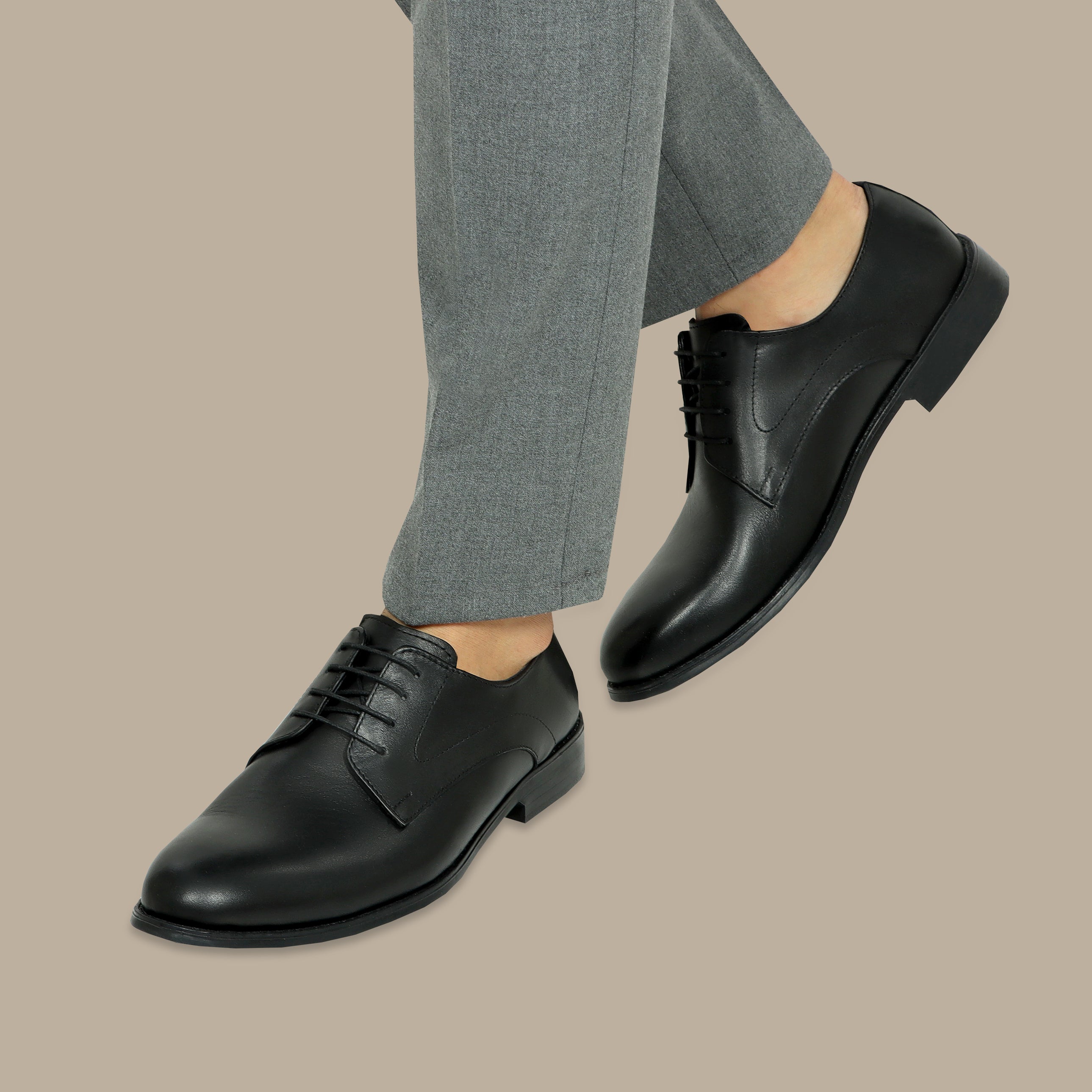 Black Leather Blucher Shoes