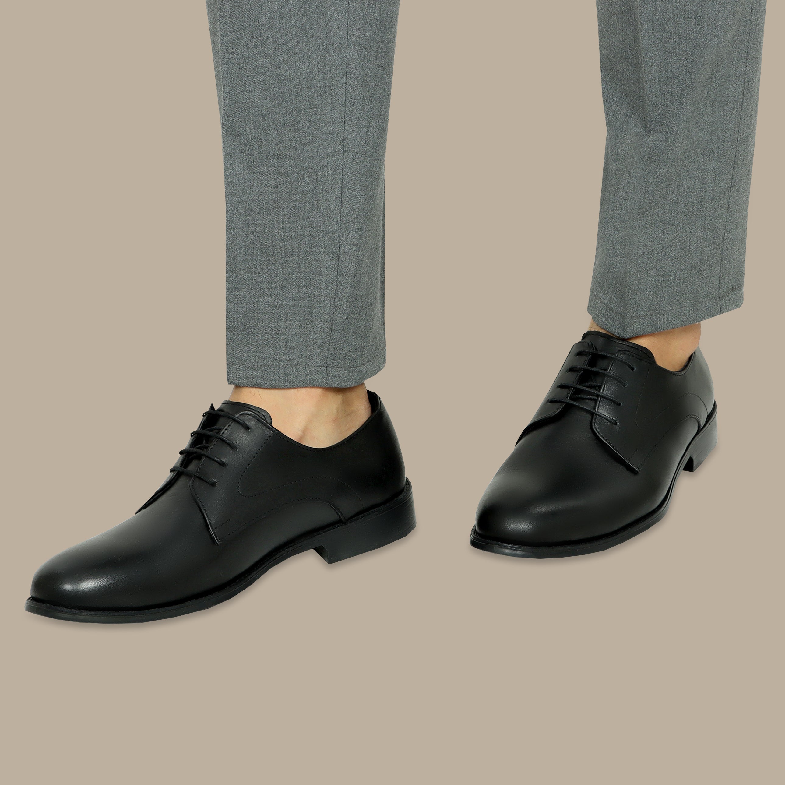 Black Leather Blucher Shoes