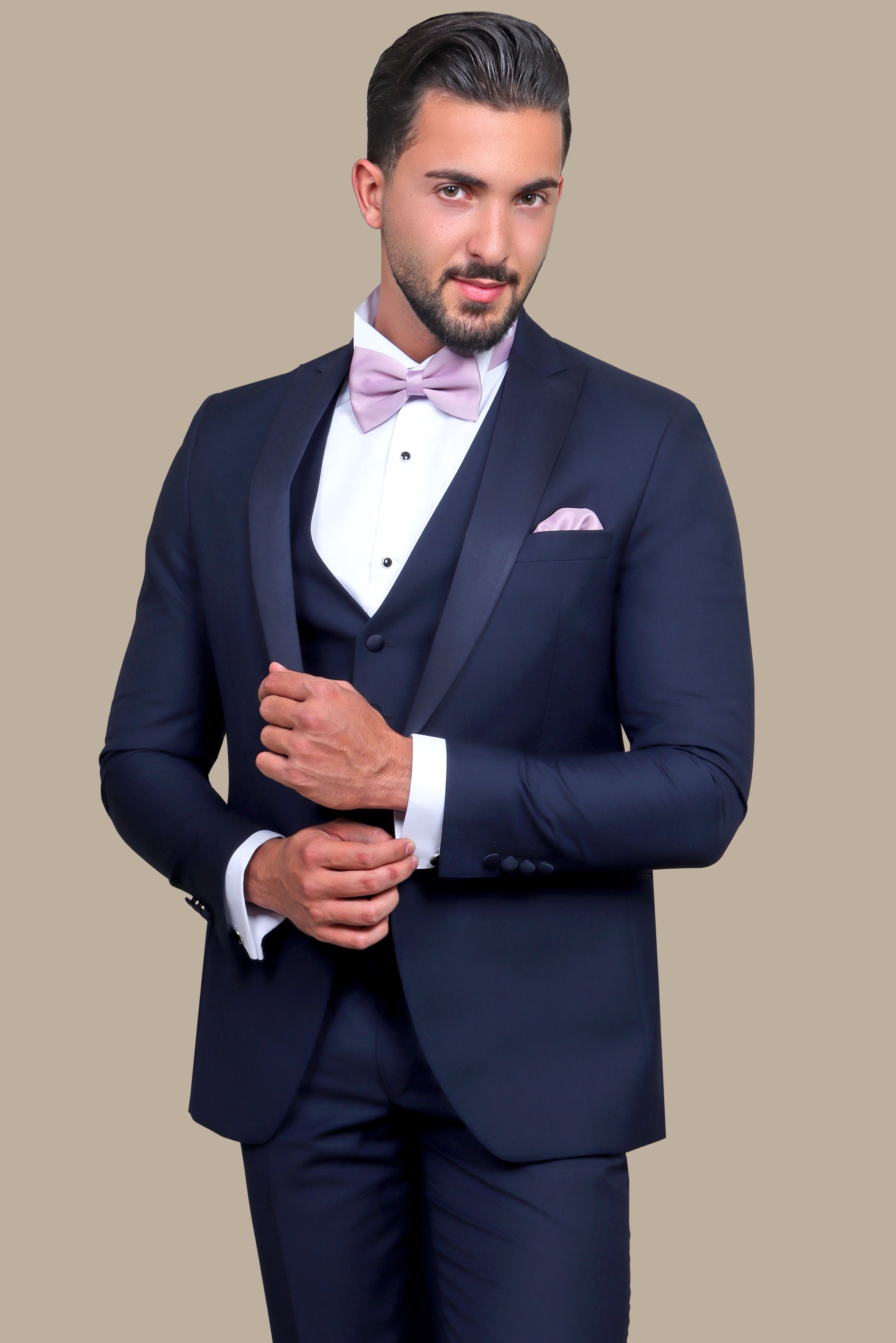 Navy 3-Piece Plain Peak Lapel Tuxedo