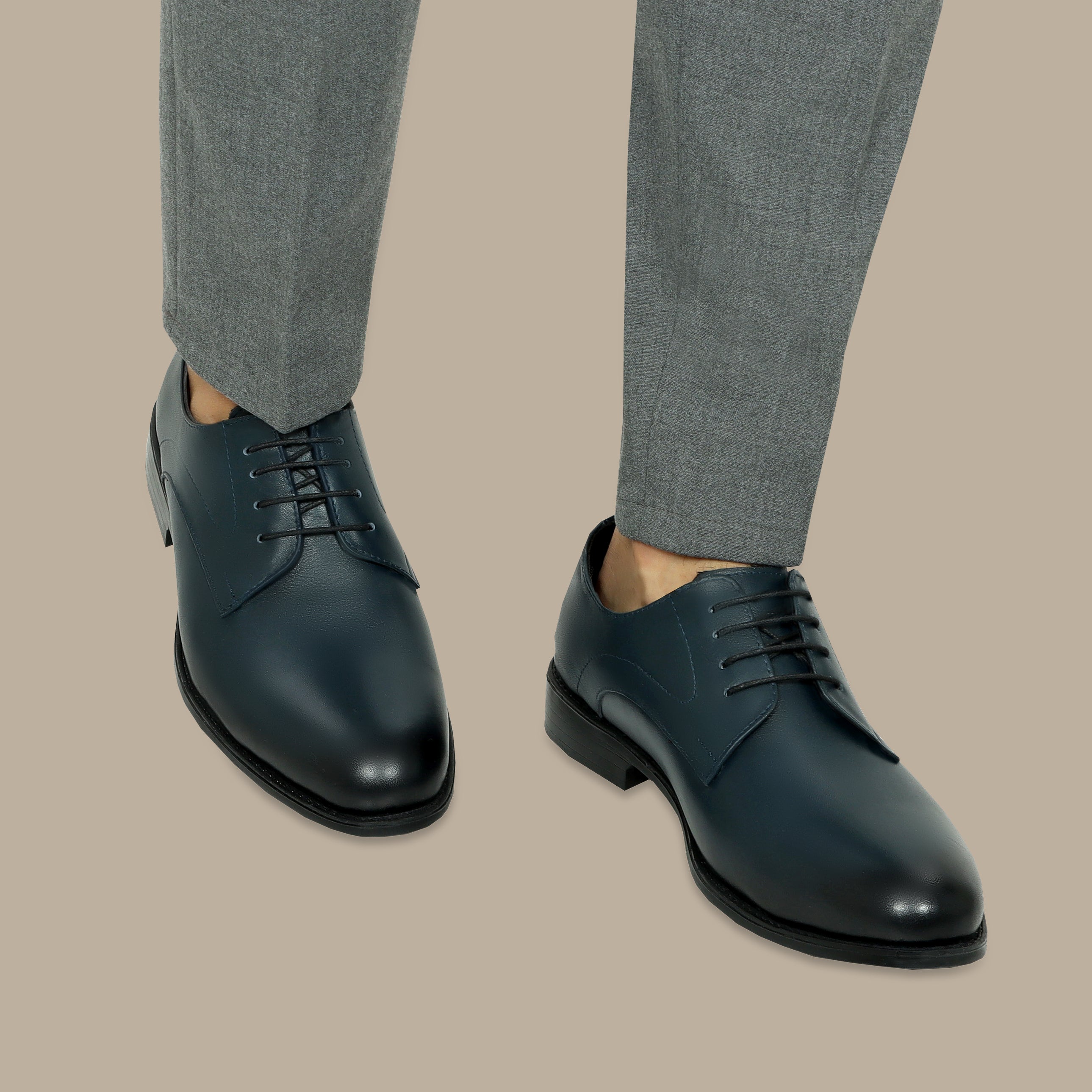 Navy Leather Blucher Shoes