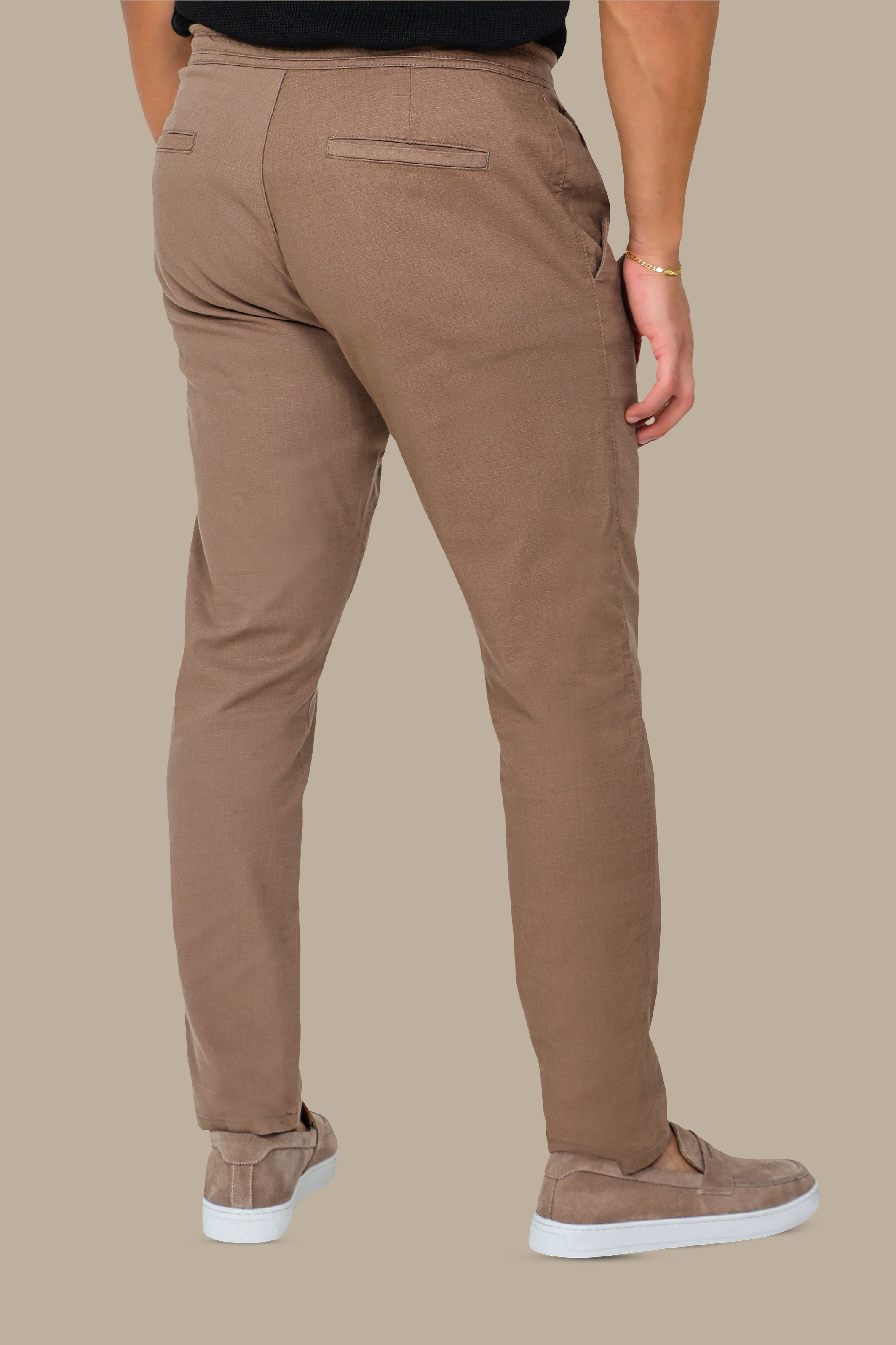 Brown Linen Basic Pants