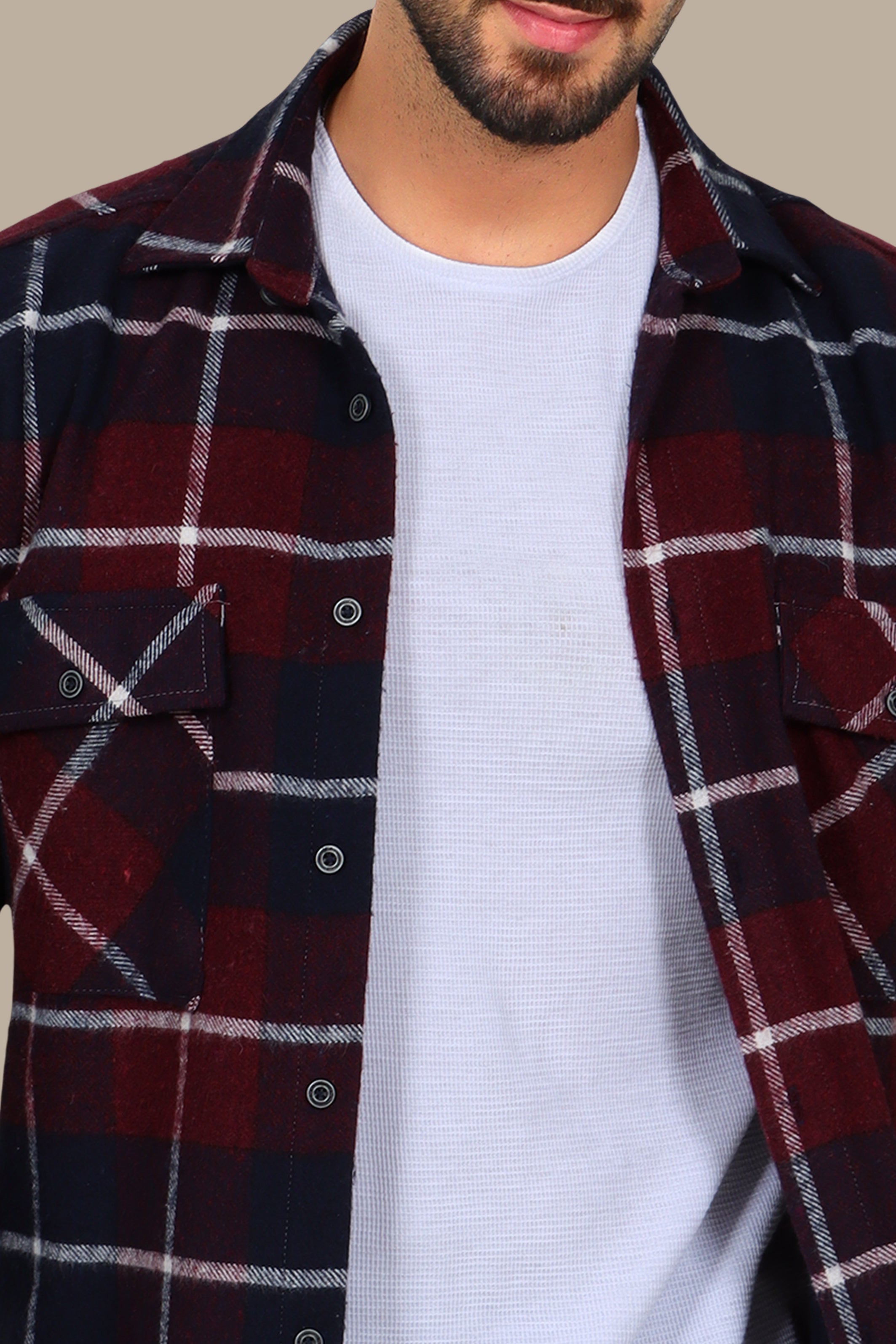 Overshirt with Two Pockets Burgundy