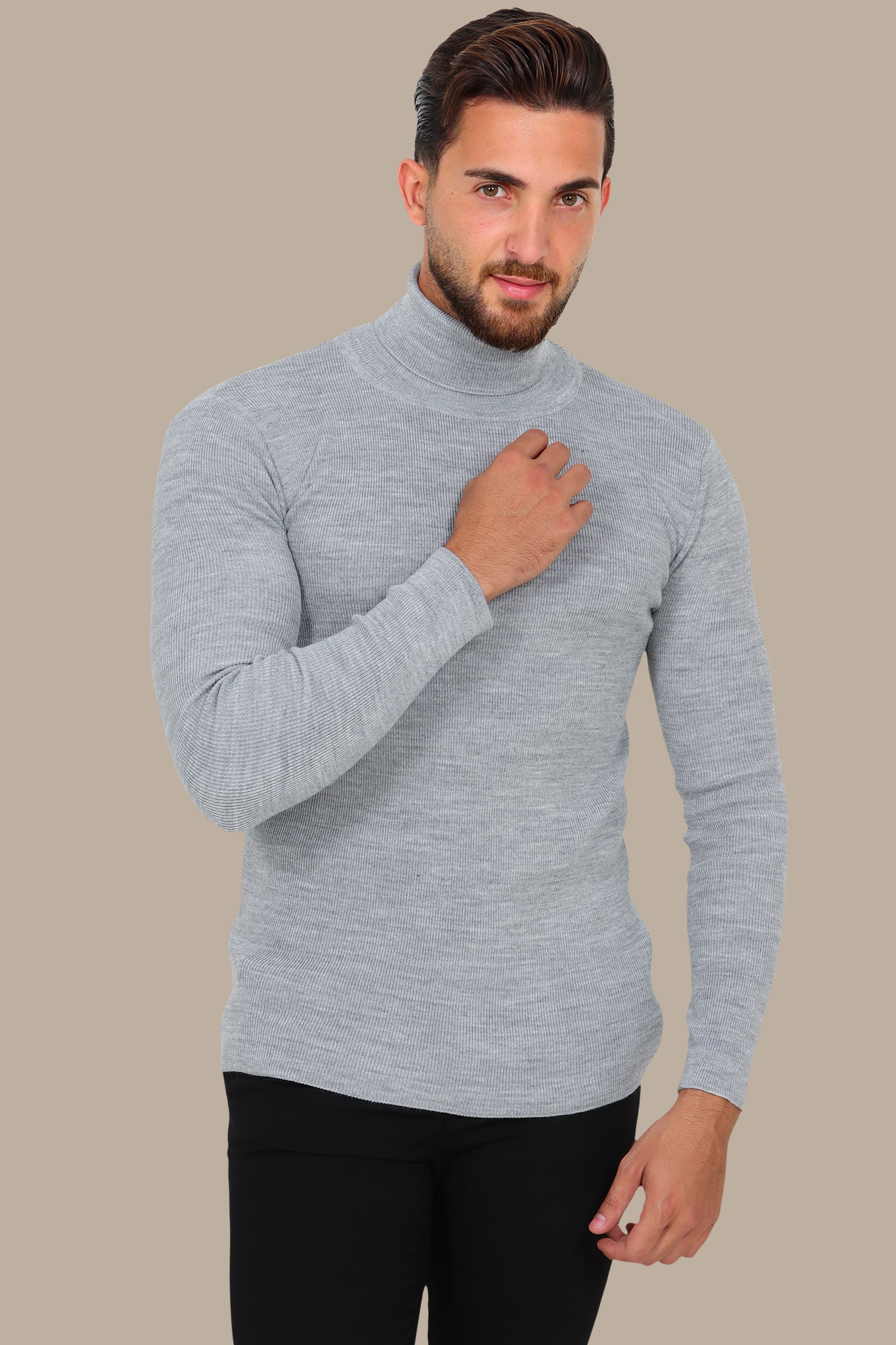 Grey Turtleneck Sweater