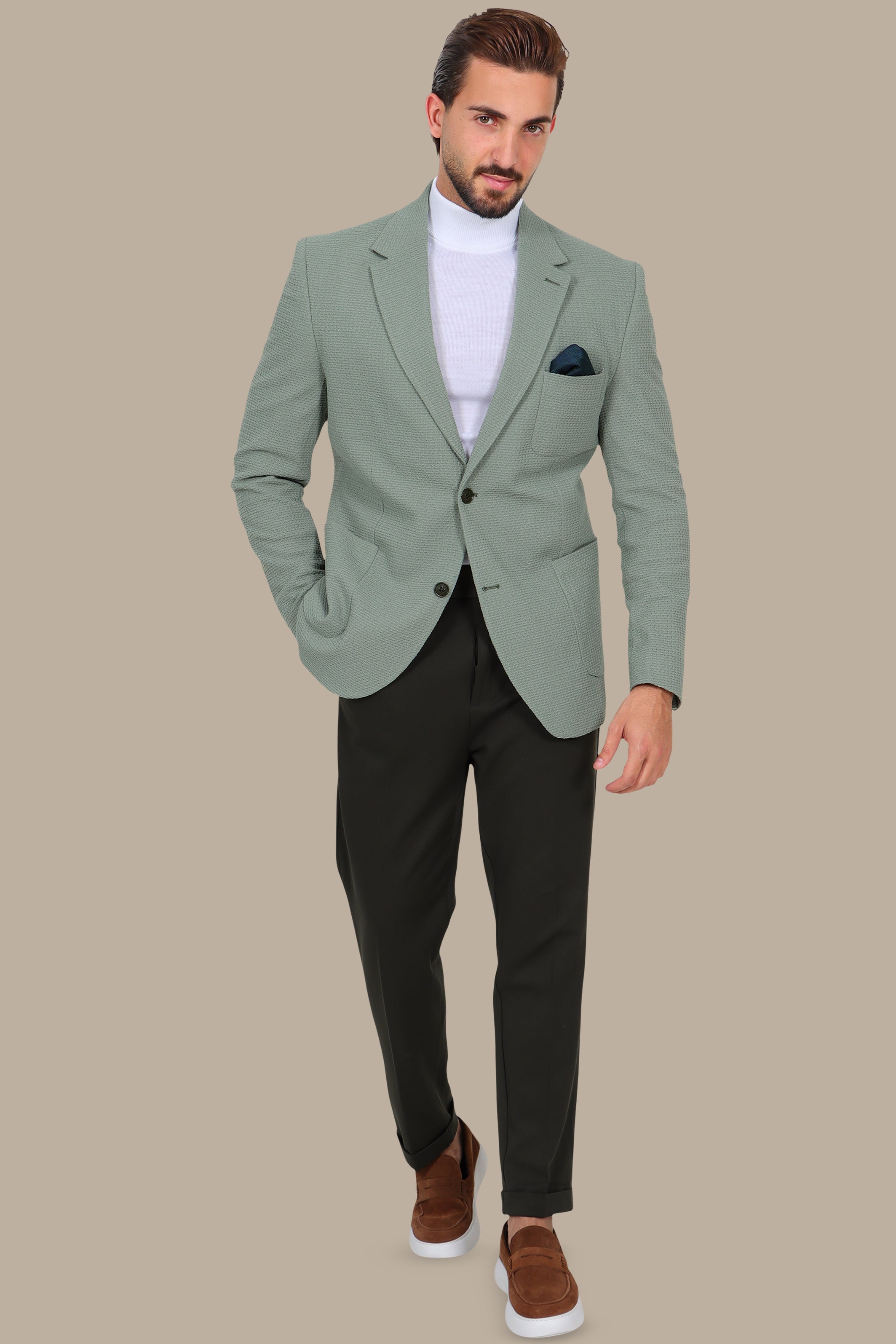 Breathable Notch Lapel Blazer Mint