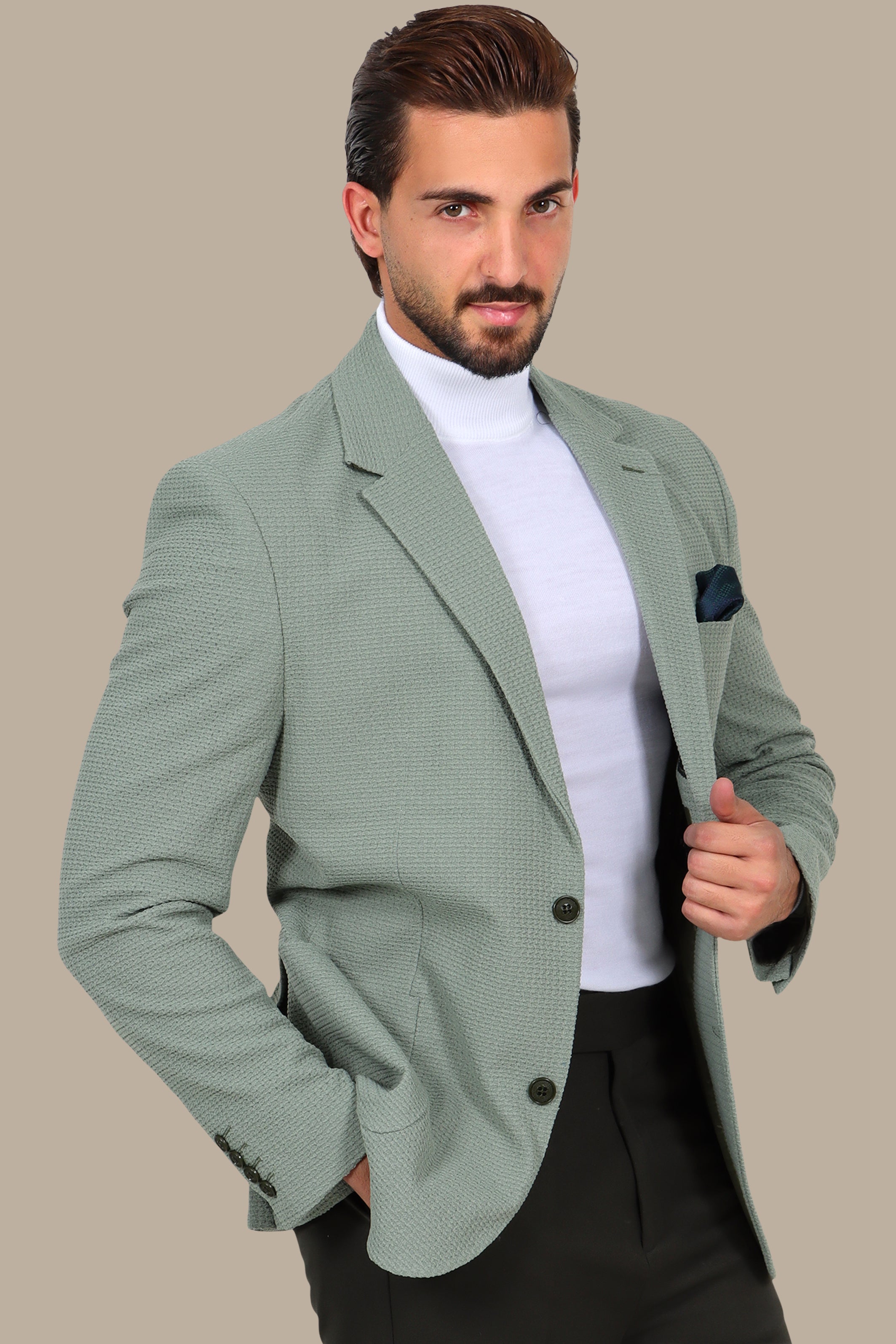 Breathable Notch Lapel Blazer Mint