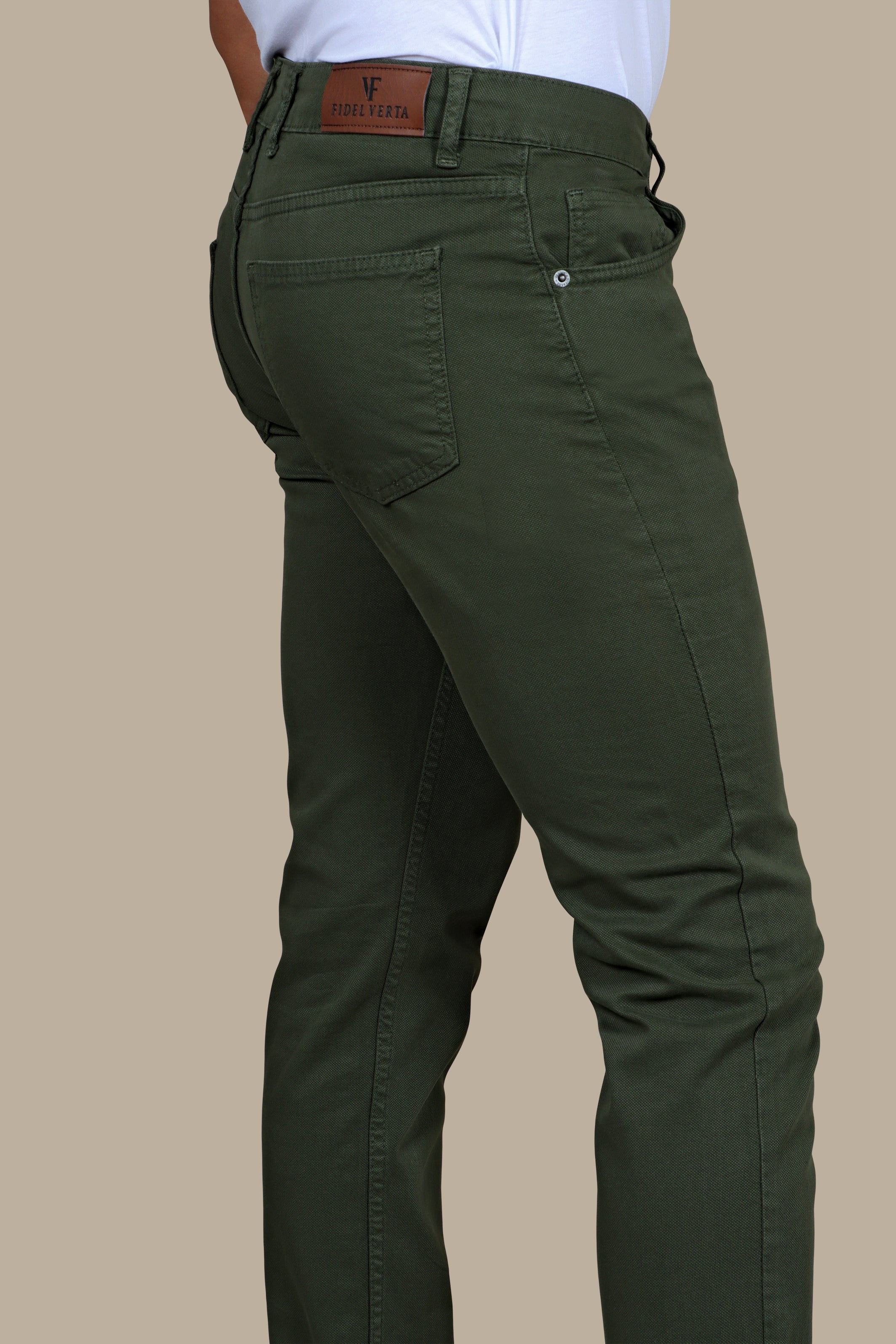 Emerald Elegance: 5-Pocket Oxford Pants in Rich Green Hues