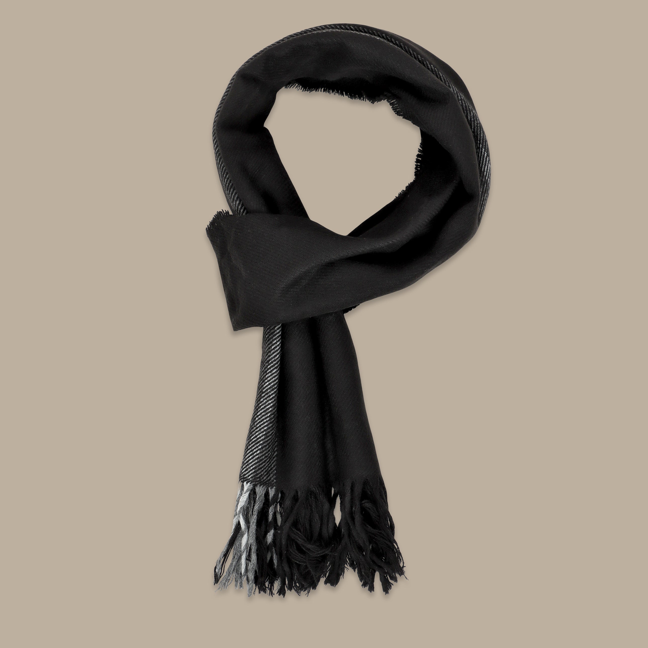 Black Scarf with Side Blue Line