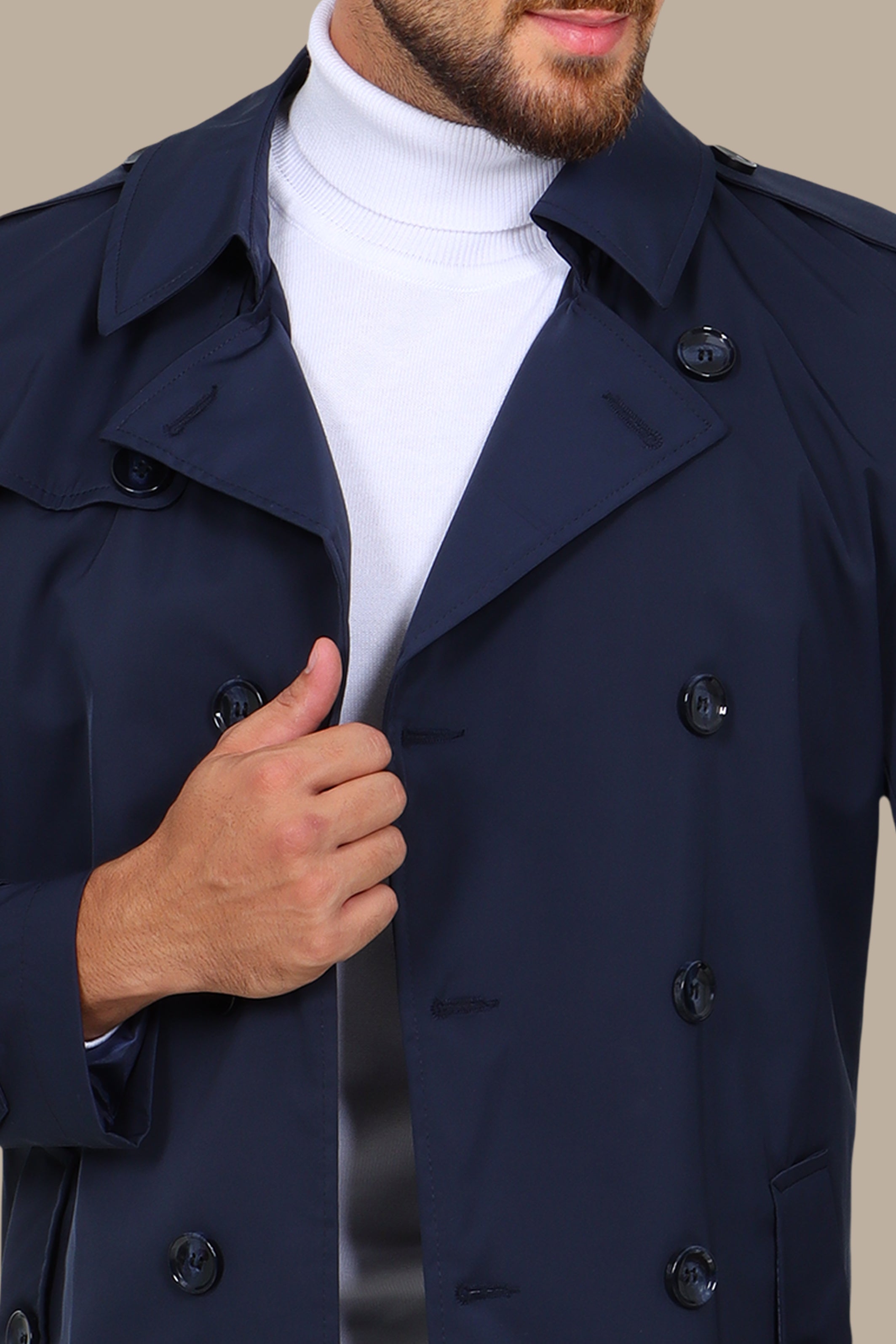 Classic Double-Breasted Navy Trench Coat
