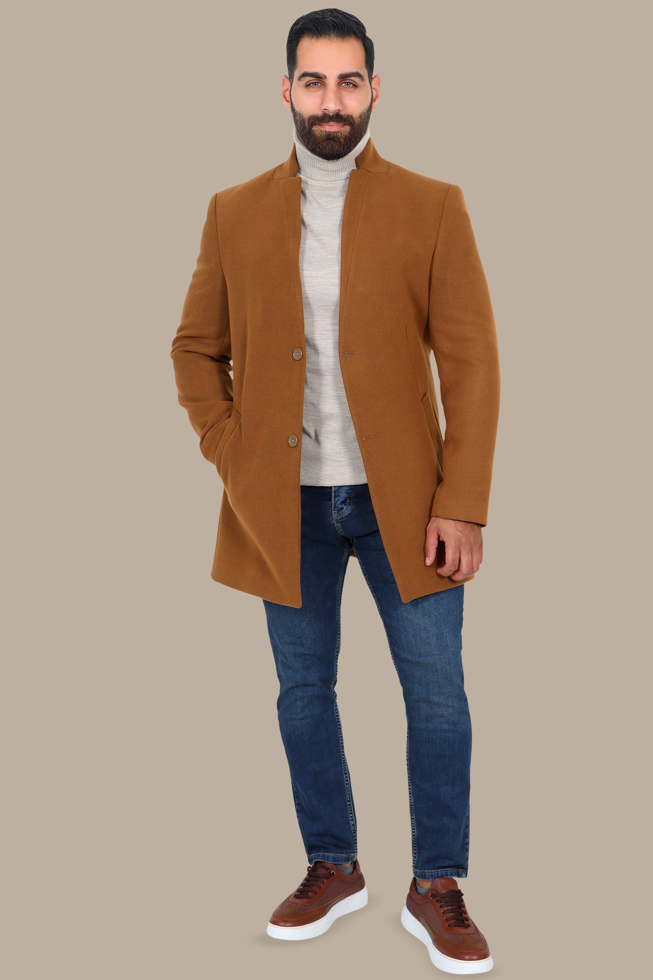 Timeless Elegance: Havane Mao Collar Coat