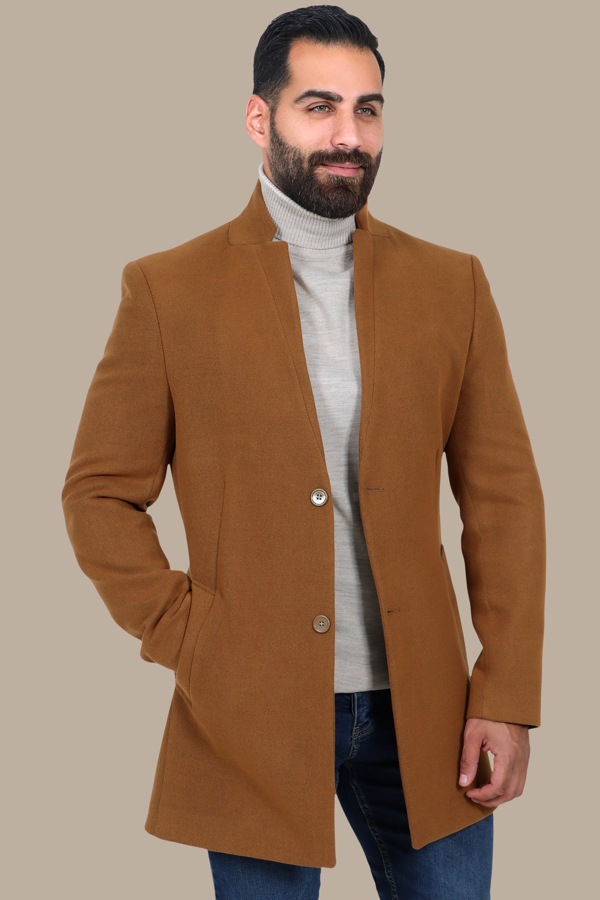 Timeless Elegance: Havane Mao Collar Coat
