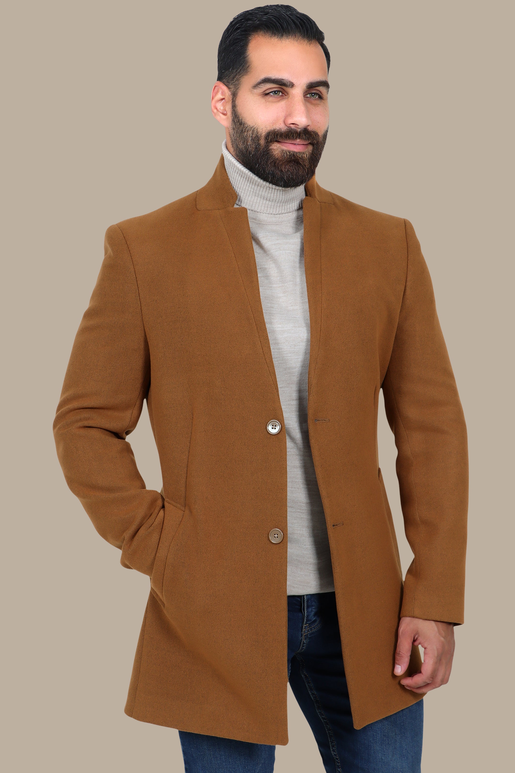 Timeless Elegance: Havane Mao Collar Coat