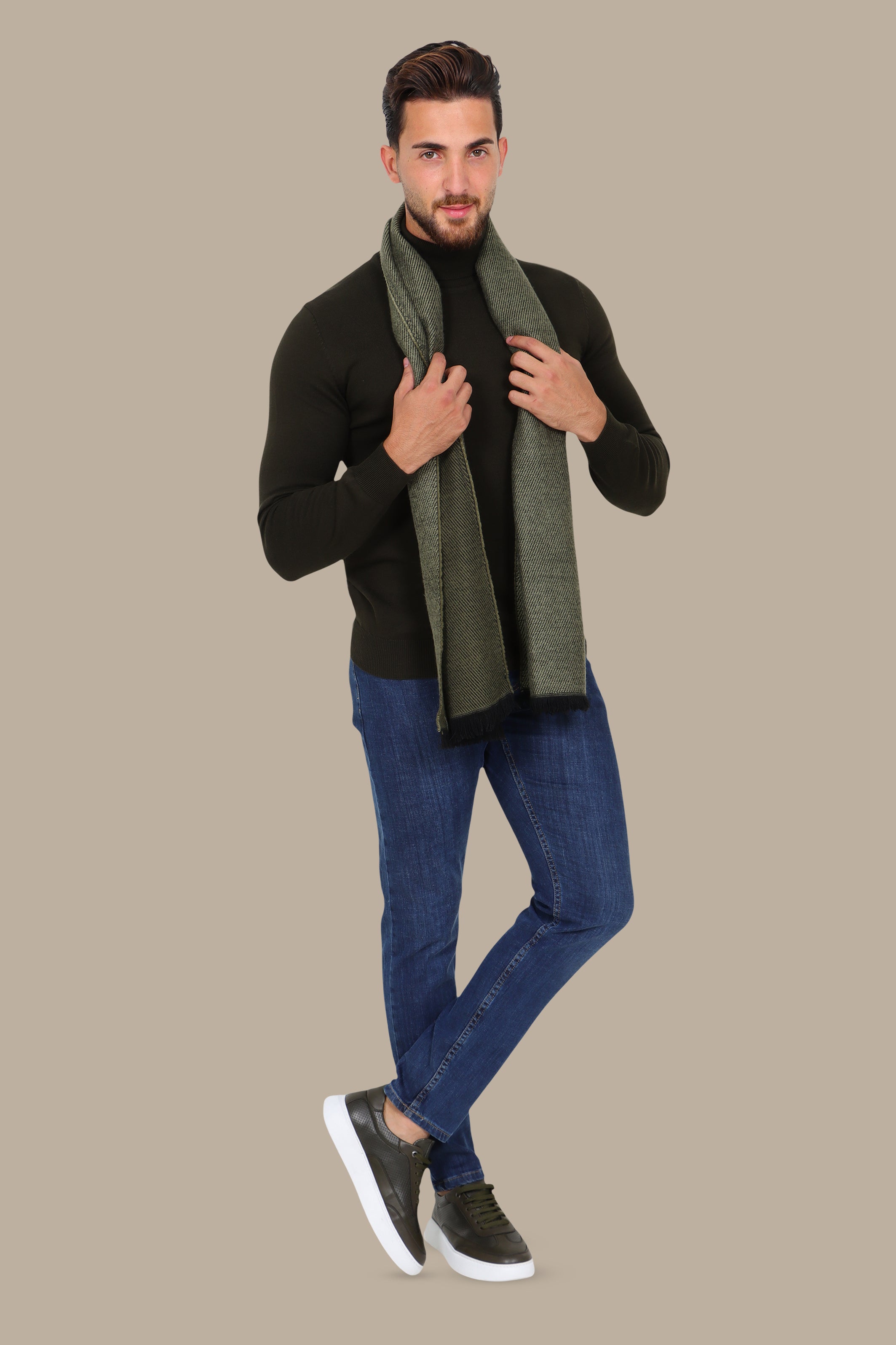Basic Khaki Turtleneck Sweater