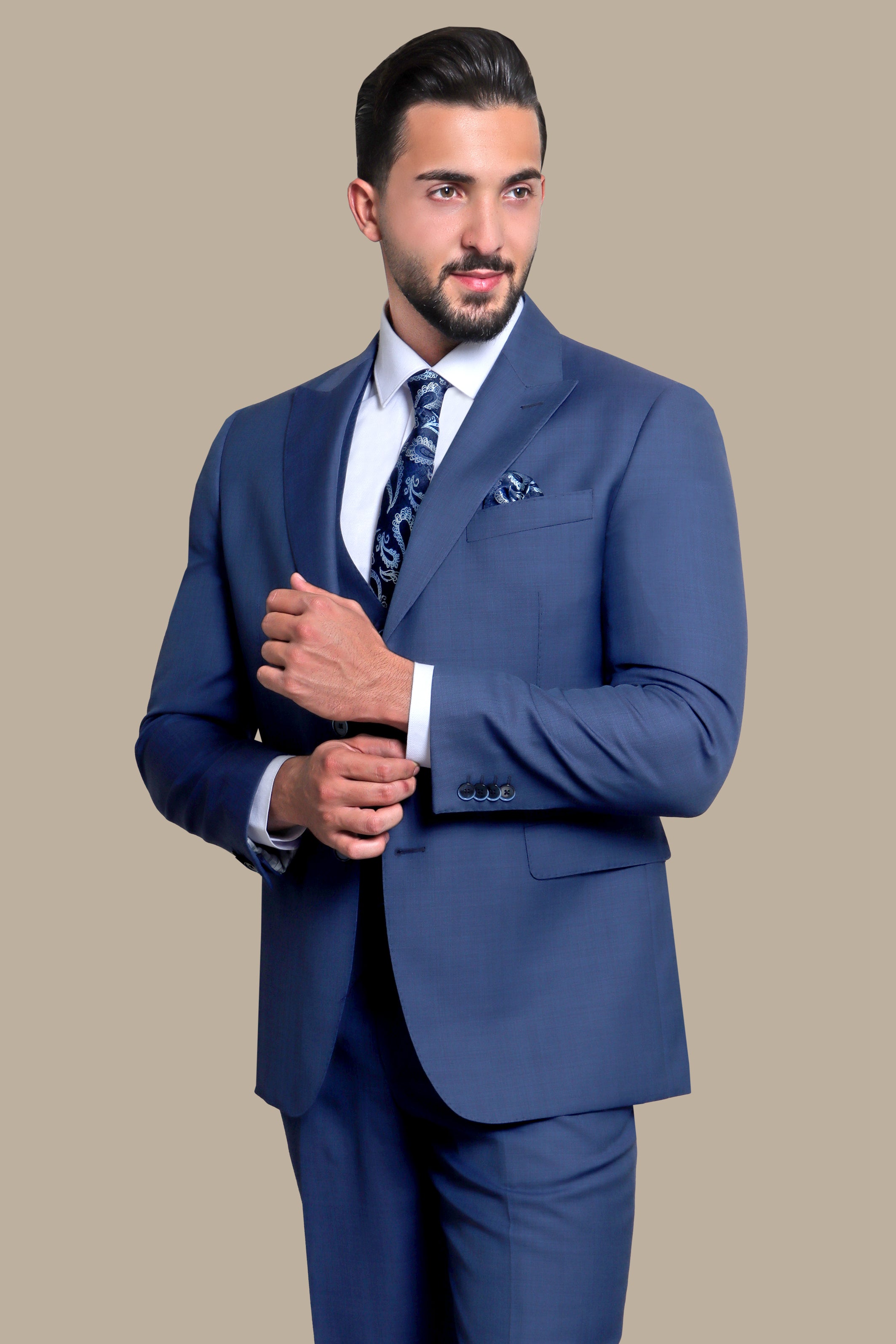 Suit Wool Fil a Fil Regular 3 Pcs | Blue